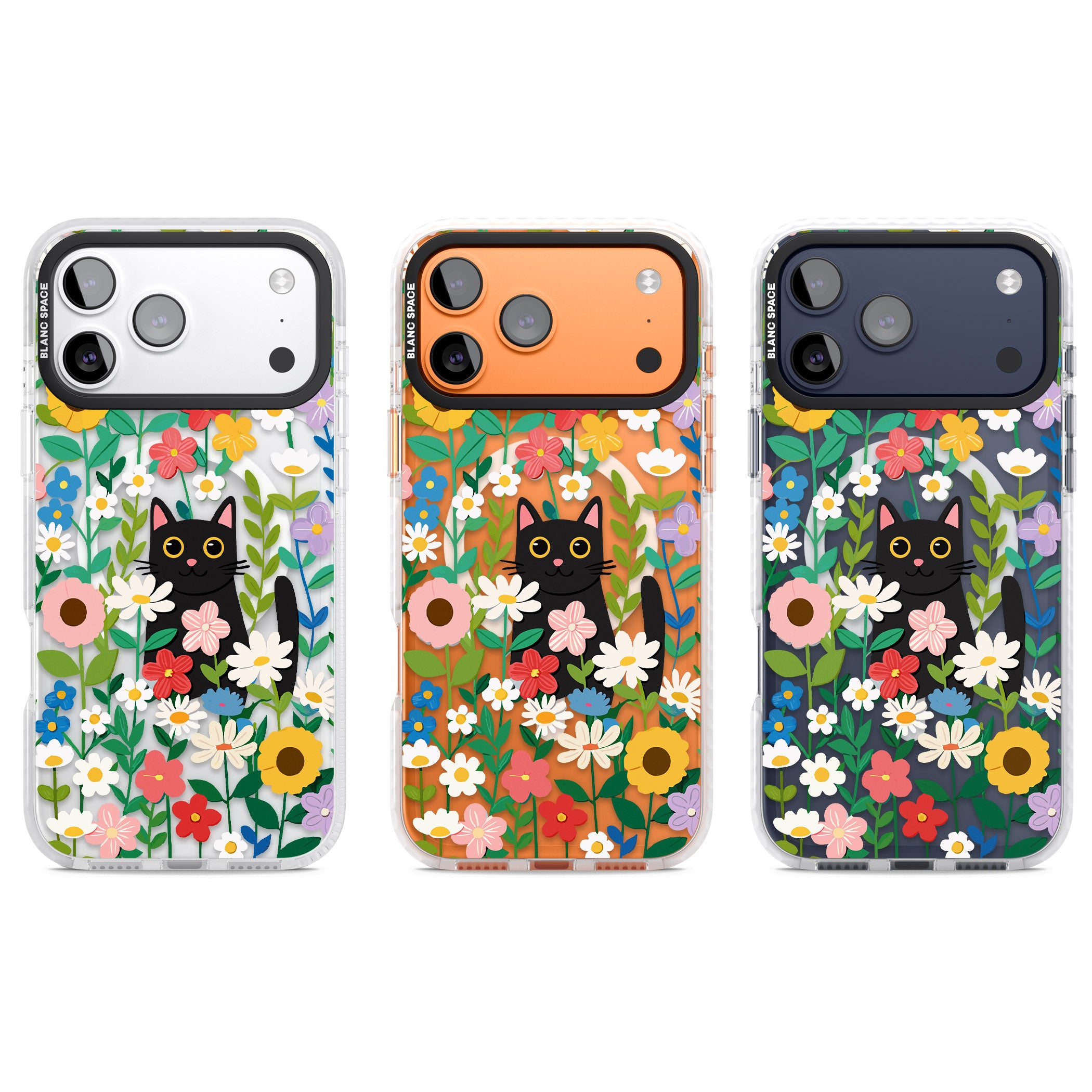 Whiskers & Wildflowers Cat iPhone 17 Pro Impact Pro Clear Phone Case APT Impact Protection