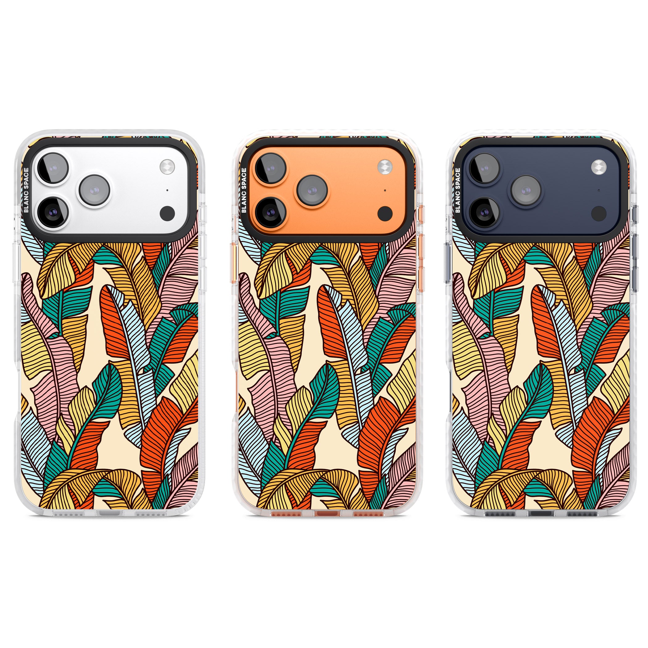 Pastel Palm Leaves iPhone 17 Pro Impact Pro Clear Phone Case APT Impact Protection