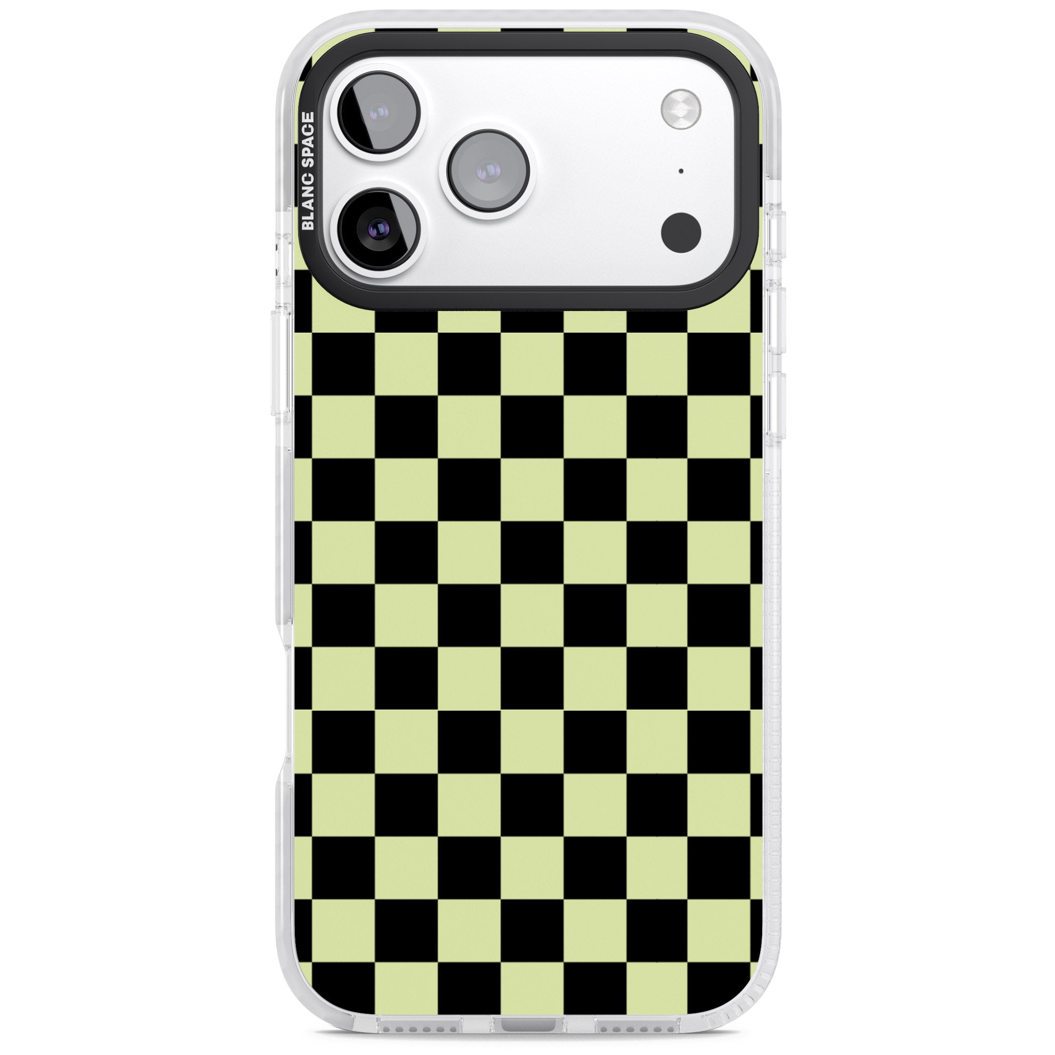Black & Lime Check iPhone 17 Pro Impact Pro Clear Phone Case