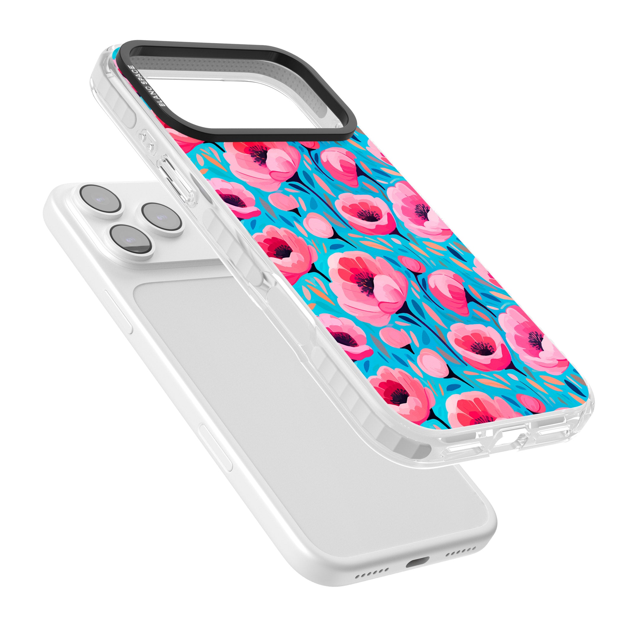 Tropical Pink Poppies iPhone 17 Pro Max Impact Pro Clear Phone Case Colours