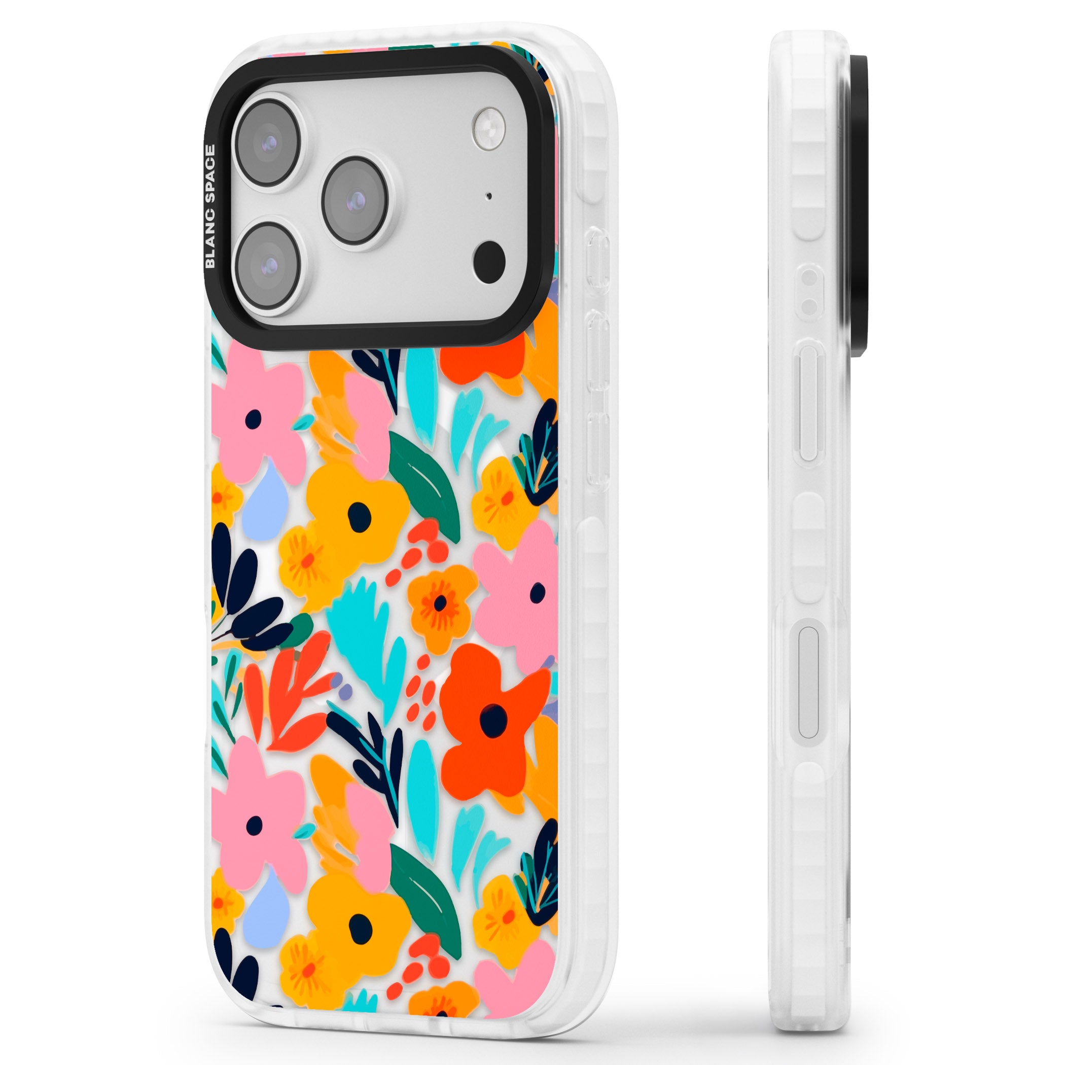 Floral Fiesta iPhone 17 Pro Impact Pro Clear Phone Case Side Profile