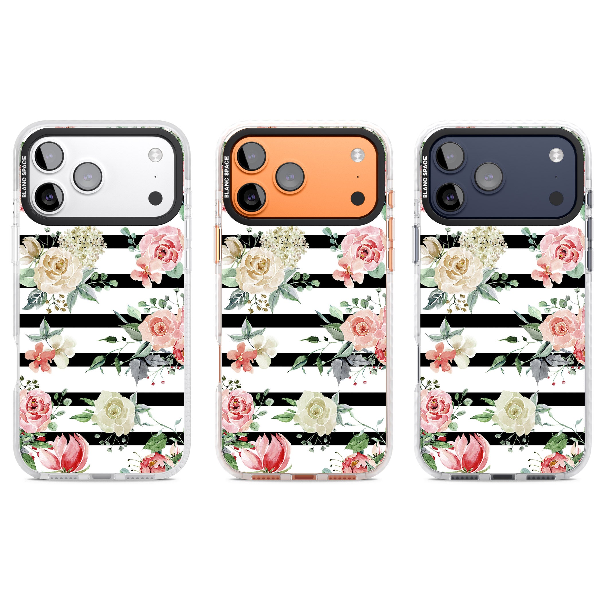 Floral Stripes iPhone 17 Pro Impact Pro Clear Phone Case APT Impact Protection
