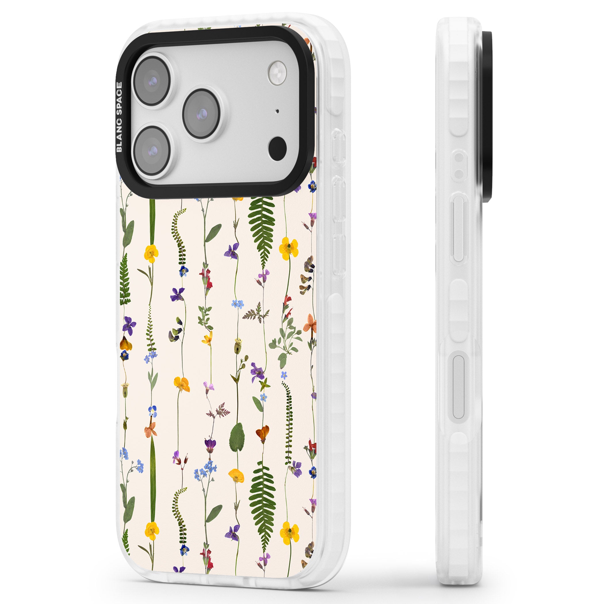 Wildflower Vertical iPhone 17 Pro Max Impact Pro Clear Phone Case Side Profile