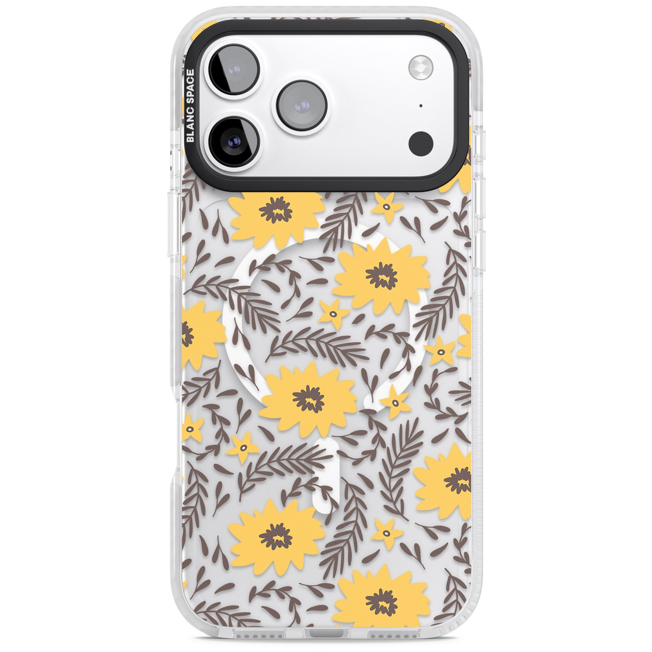 Yellow Blossoms Floral iPhone 17 Pro Max Impact Pro Clear Phone Case