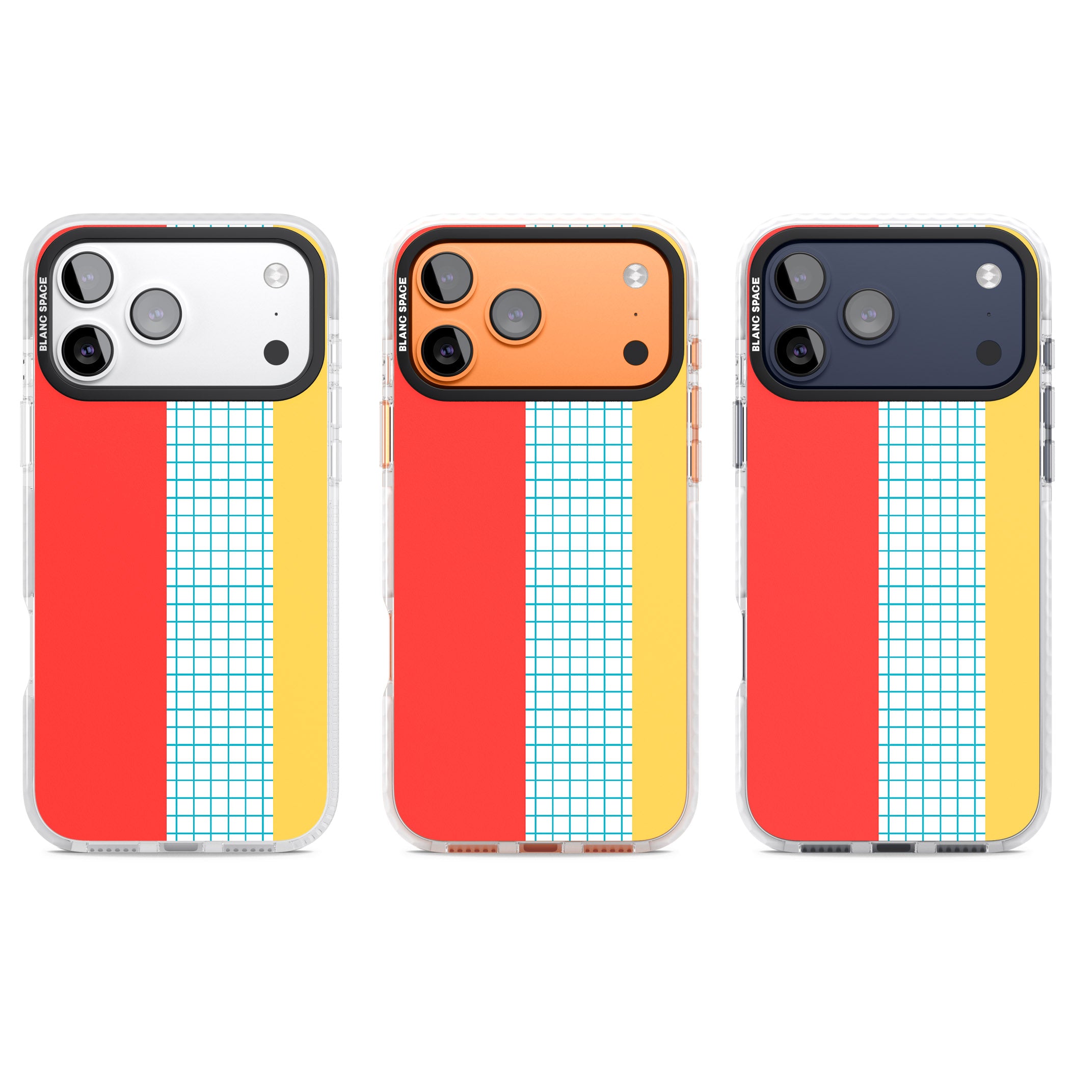 Abstract Grid Red, Blue, Yellow iPhone 17 Pro Impact Pro Clear Phone Case APT Impact Protection
