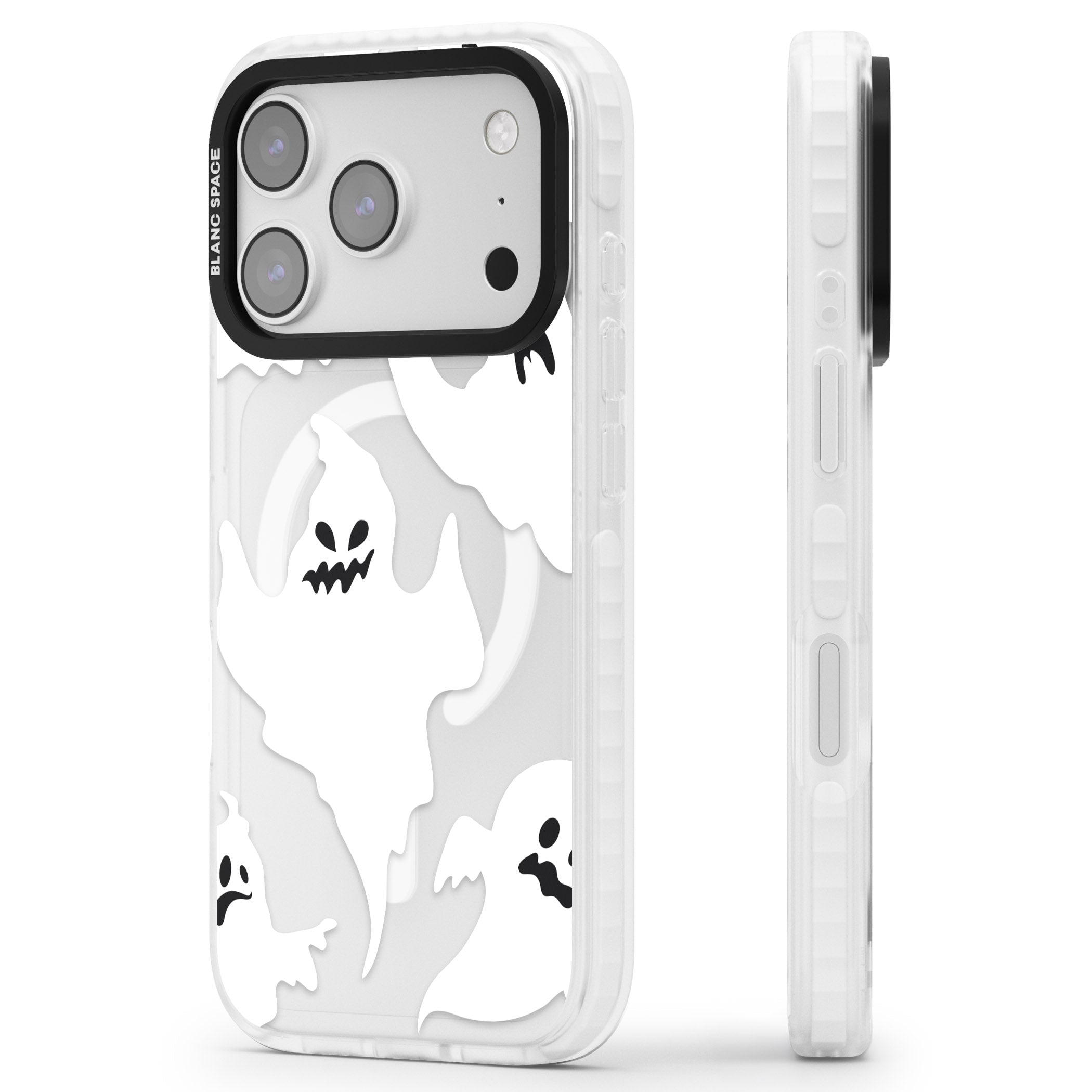 Ghost Pattern iPhone 17 Pro Impact Pro Clear Phone Case Side Profile