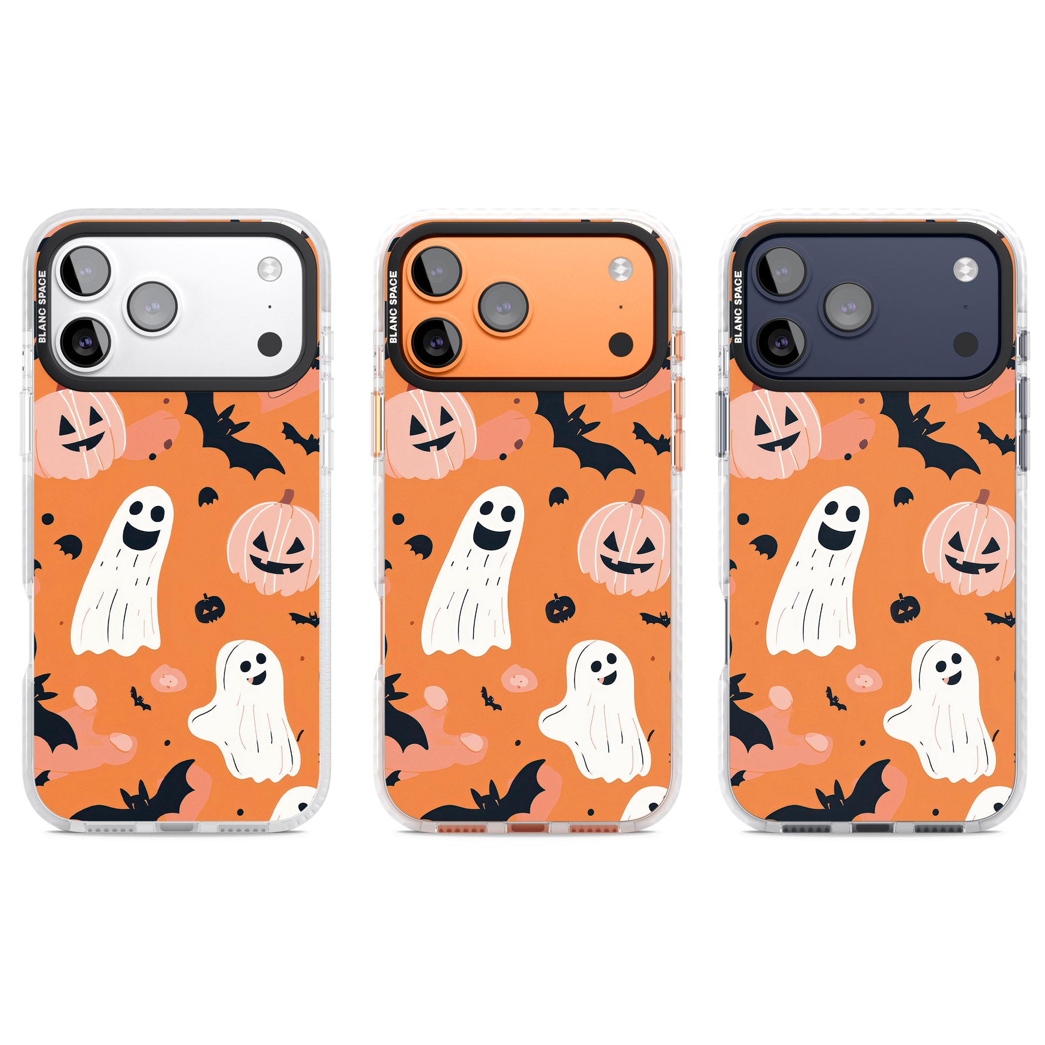 Orange Halloween Pattern iPhone 17 Pro Impact Pro Clear Phone Case APT Impact Protection