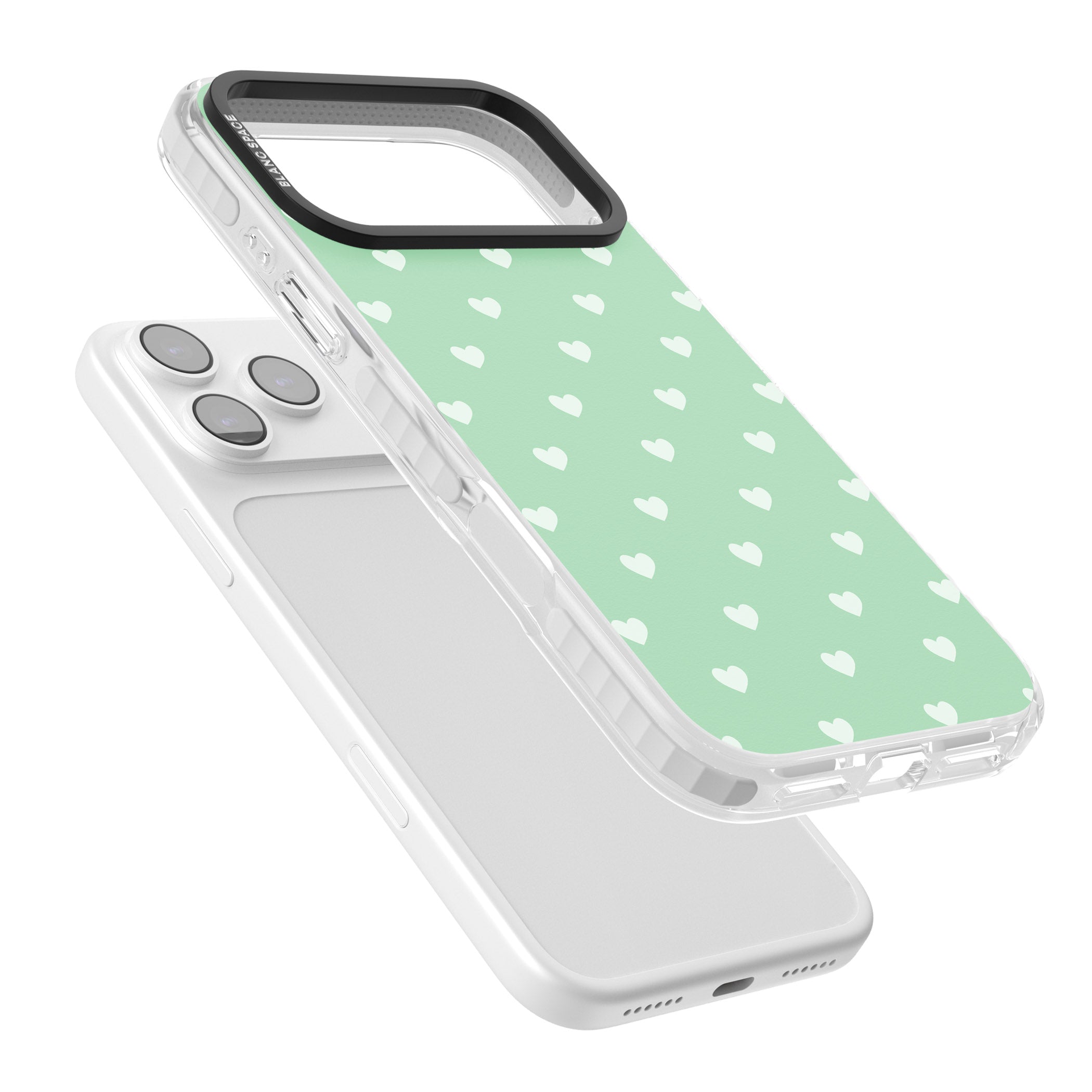 Small Heart Pattern: Green iPhone 17 Pro Max Impact Pro Clear Phone Case Colours