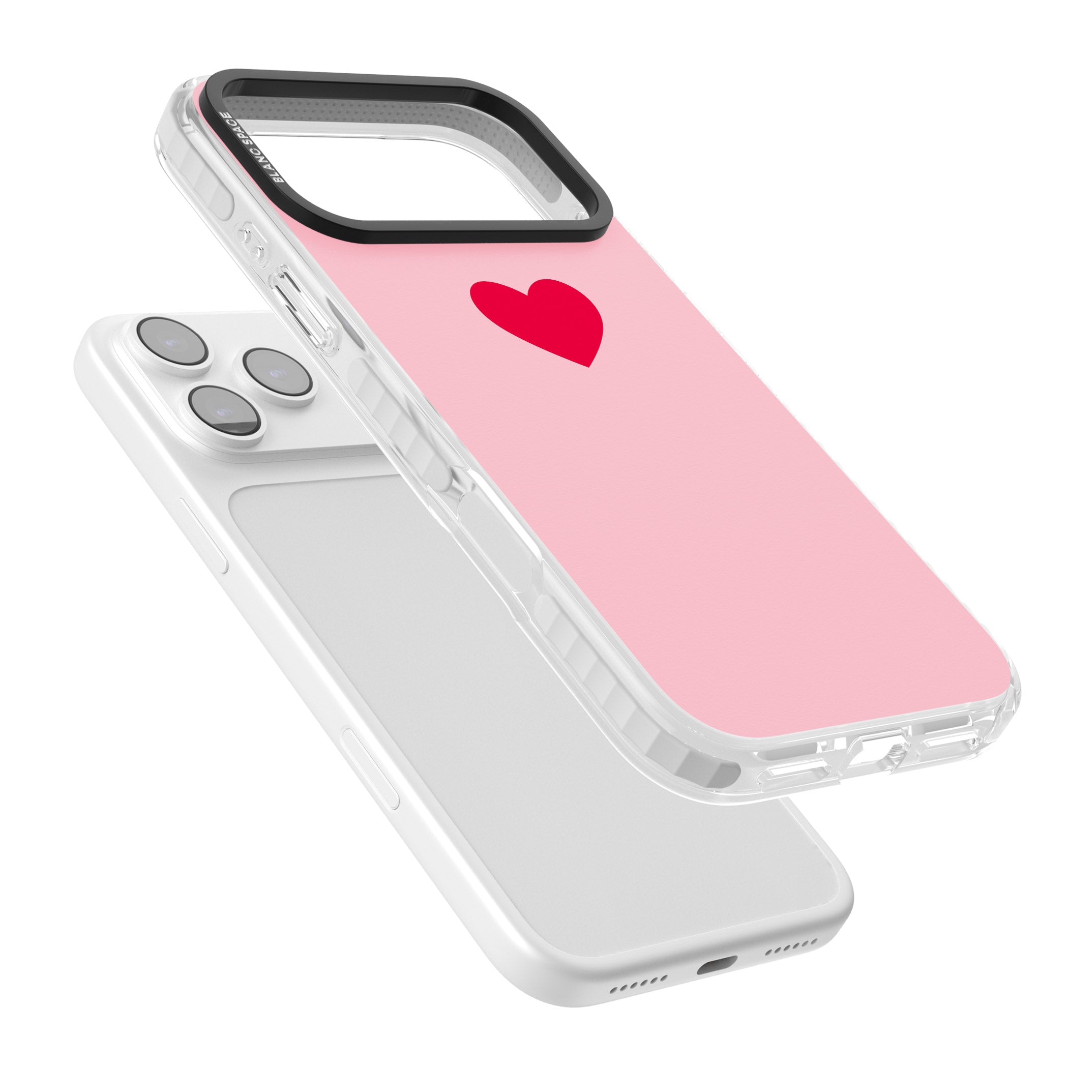 Red & Pink Heart iPhone 17 Pro Impact Pro Clear Phone Case Colours
