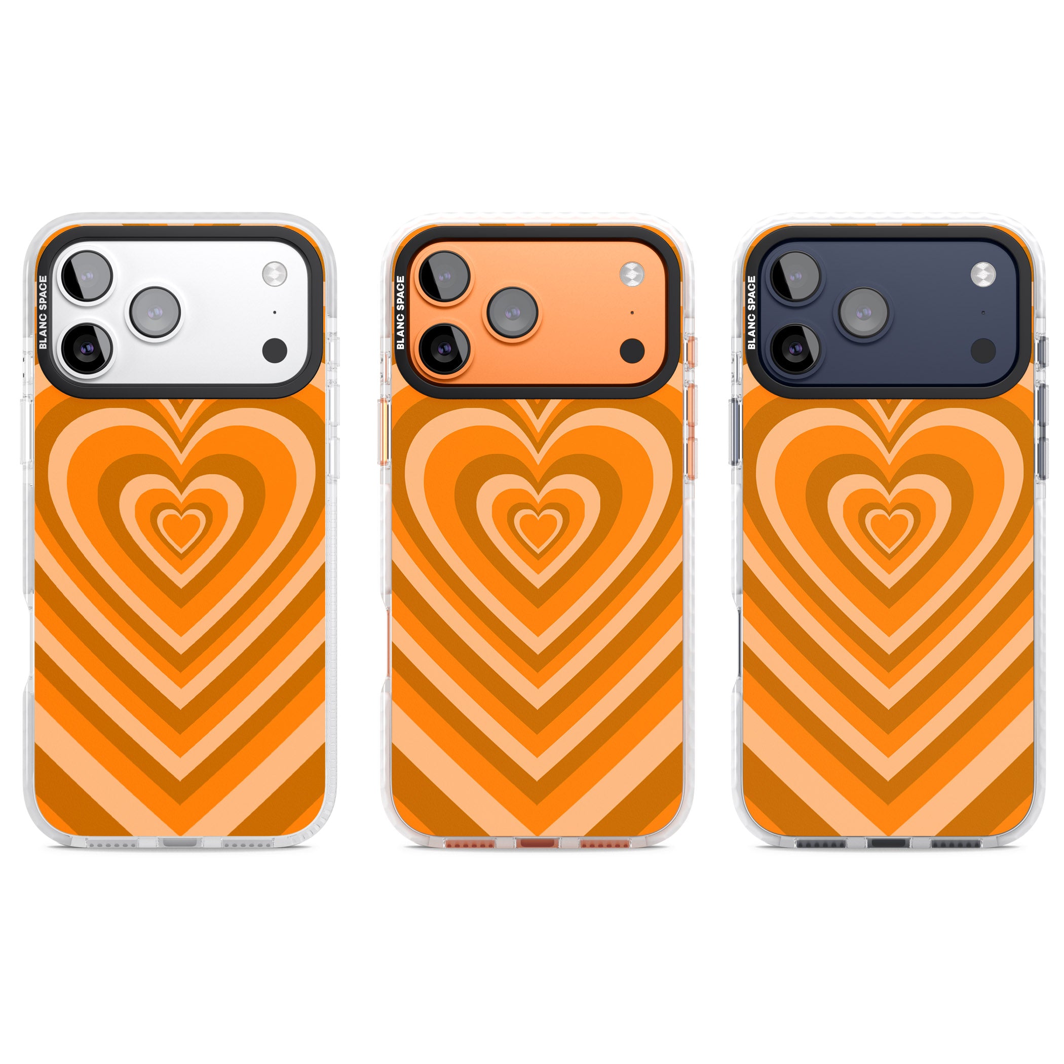 Orange Heart Illusion iPhone 17 Pro Impact Pro Clear Phone Case APT Impact Protection