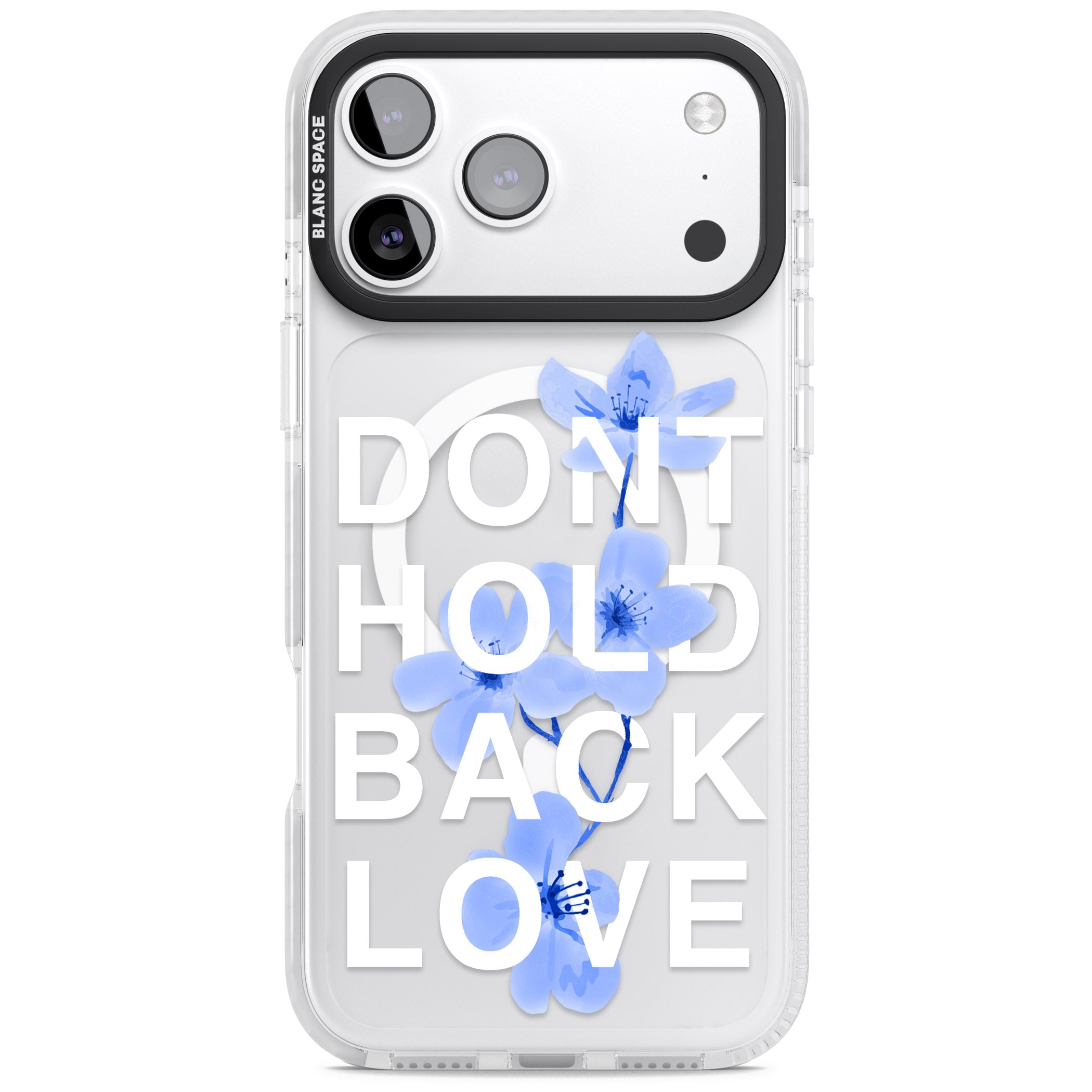 Don'T Hold Back Love Blue & White iPhone 17 Pro Impact Pro Clear Phone Case