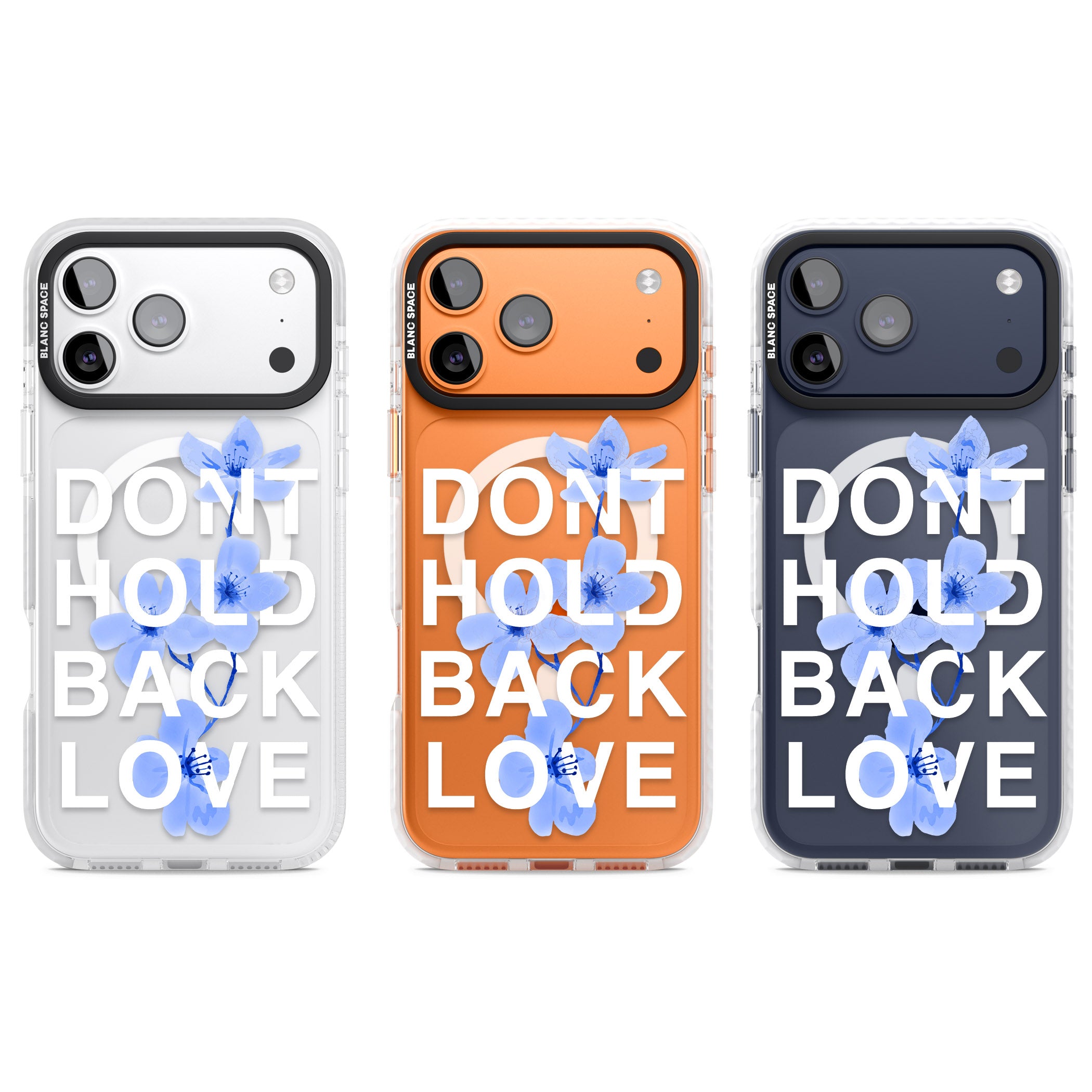 Don'T Hold Back Love Blue & White iPhone 17 Pro Impact Pro Clear Phone Case APT Impact Protection