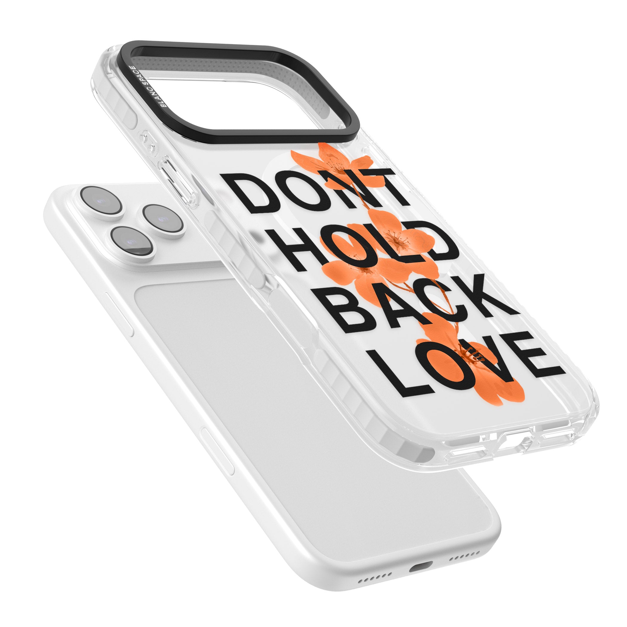 Don'T Hold Back Love Orange & Black iPhone 17 Pro Impact Pro Clear Phone Case Colours