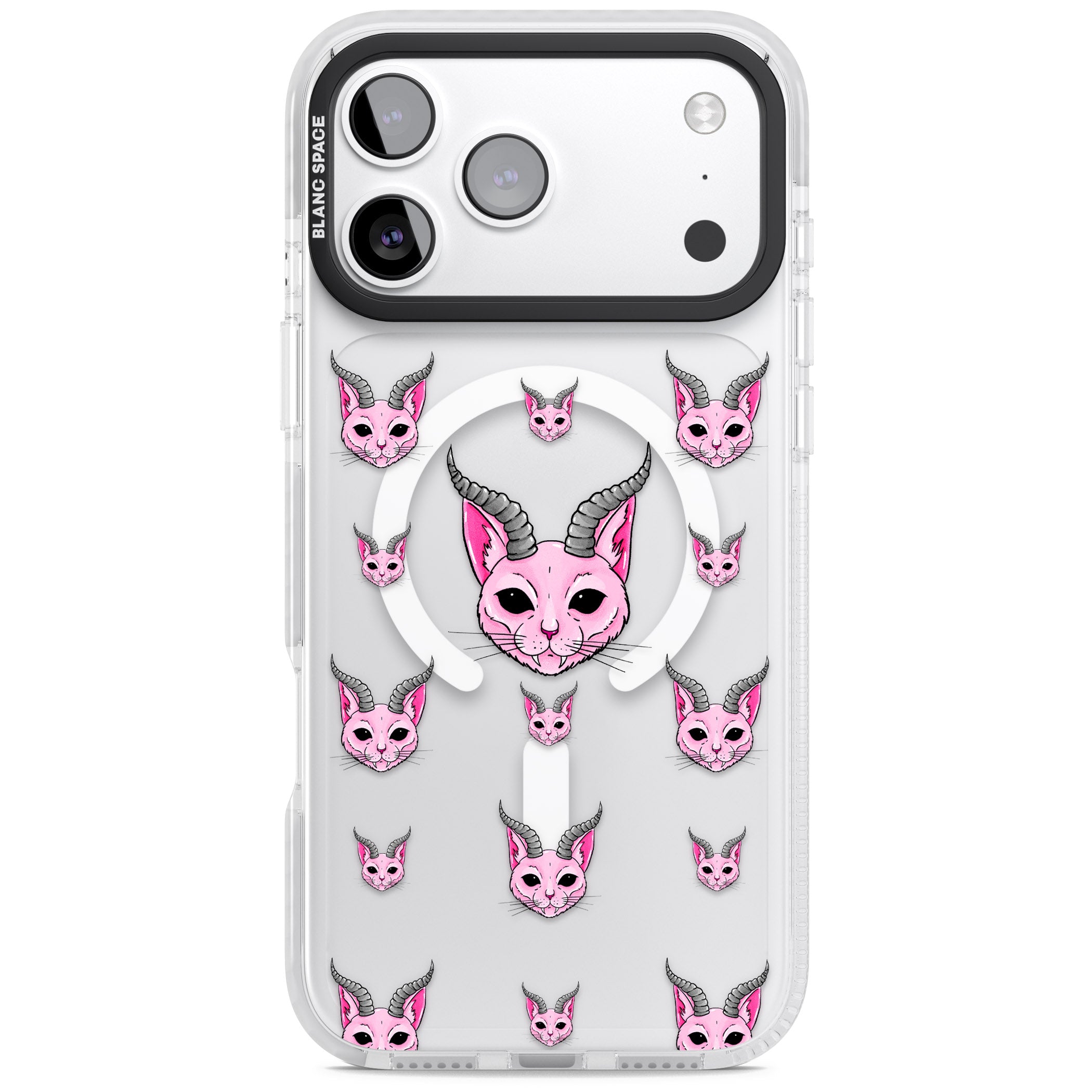 Demon Cat Pattern iPhone 17 Pro Impact Pro Clear Phone Case