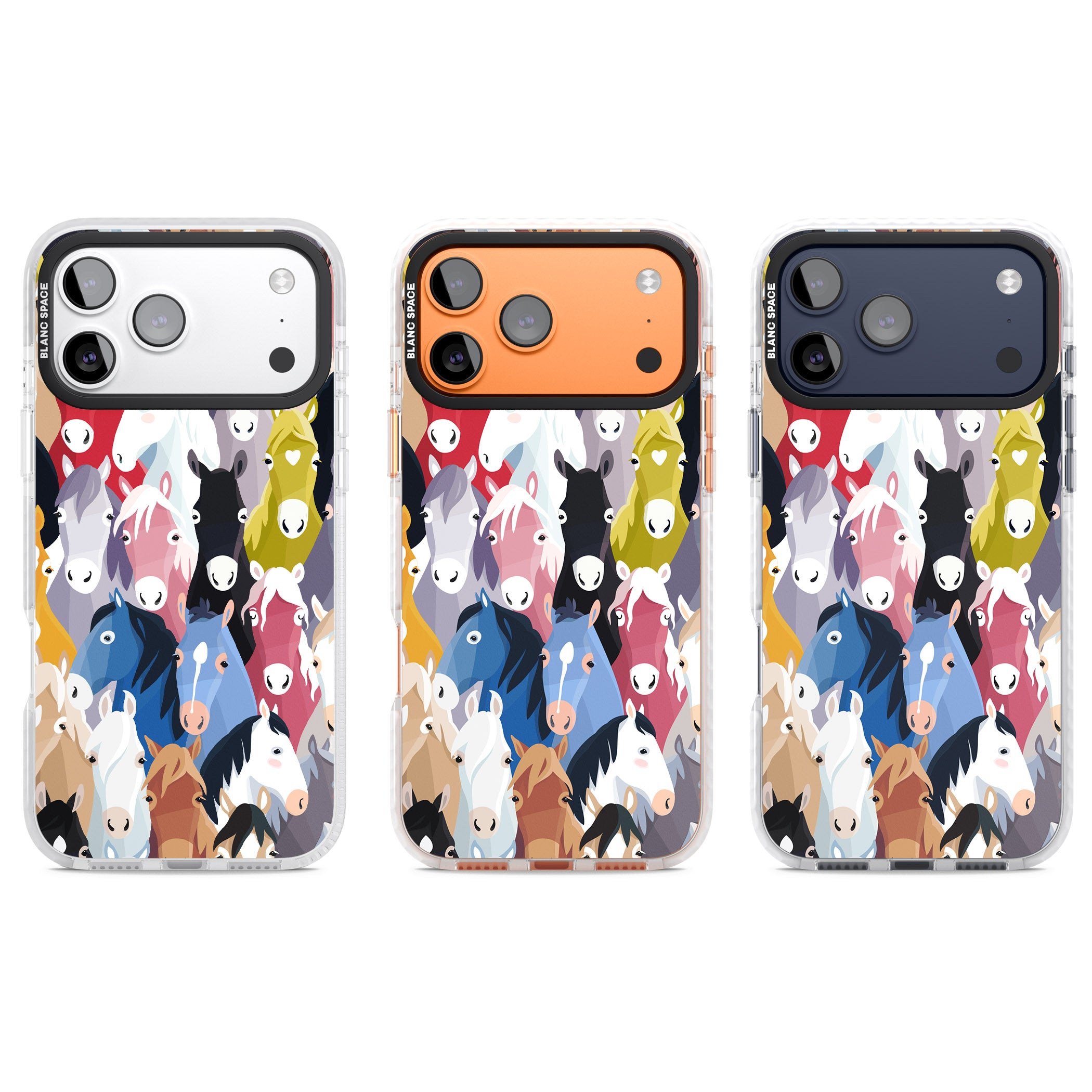 Colourful Horse Pattern iPhone 17 Pro Impact Pro Clear Phone Case APT Impact Protection