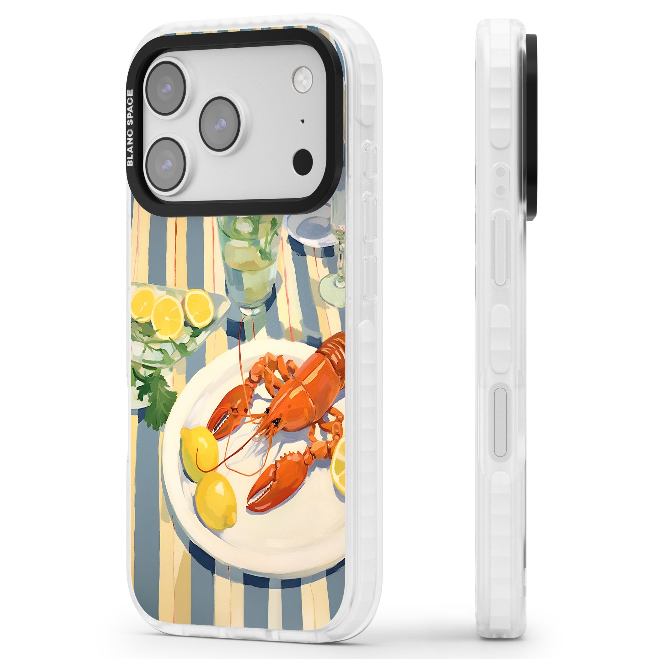 Lobster & Lemons iPhone 17 Pro Impact Pro Clear Phone Case Side Profile