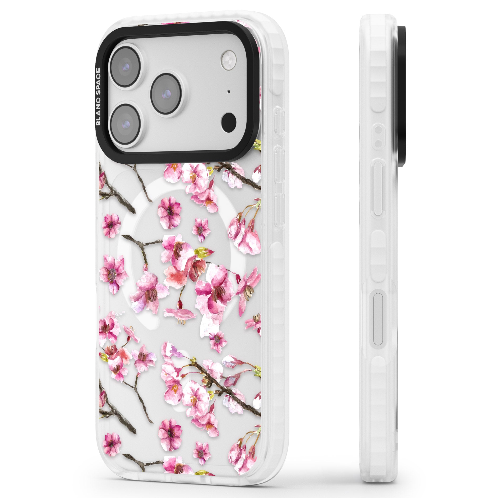 Sakura Bloom iPhone 17 Pro Max Impact Pro Clear Phone Case Side Profile