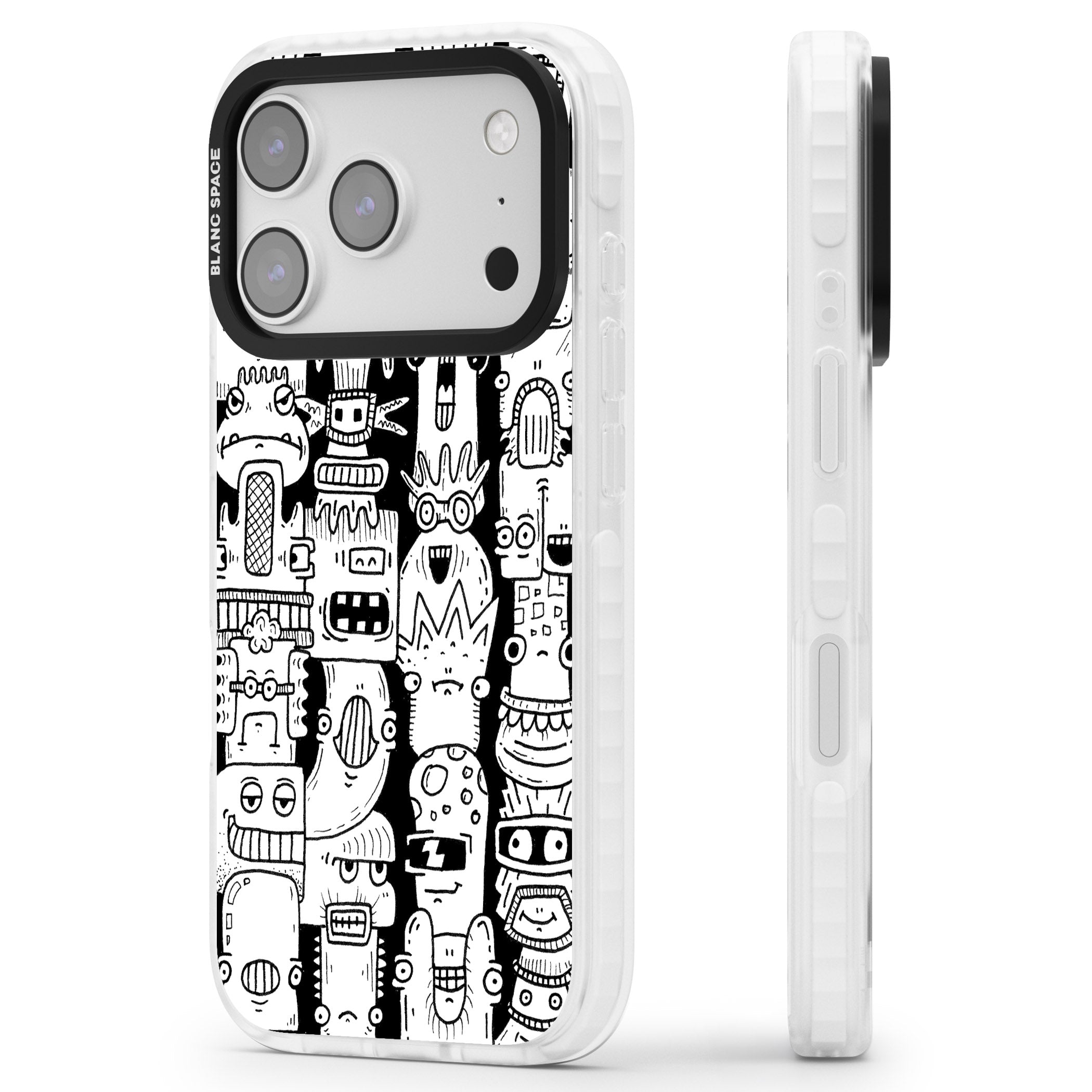 Monochrome Heads iPhone 17 Pro Impact Pro Clear Phone Case Side Profile