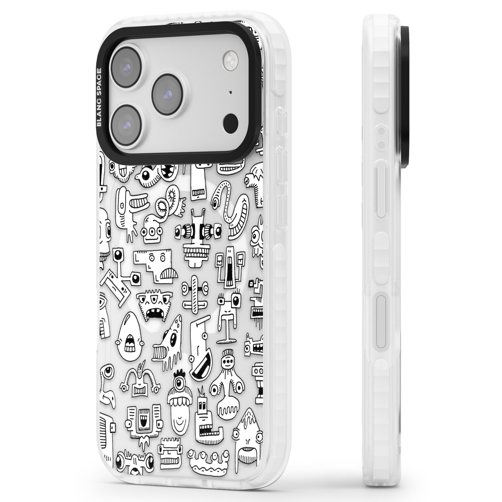 Weird Friends iPhone 17 Pro Impact Pro Clear Phone Case Side Profile