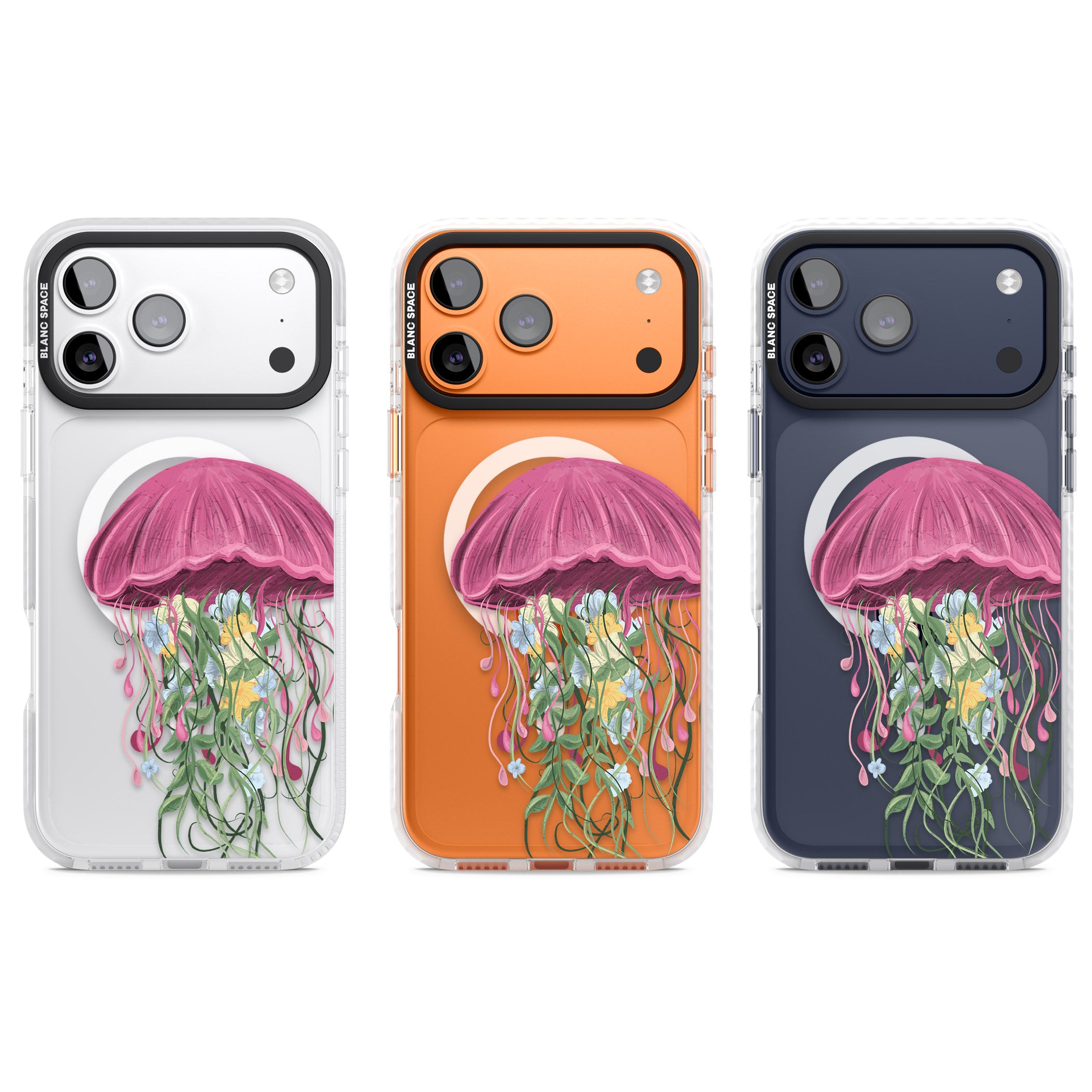 Botanical Jellyfish iPhone 17 Pro Impact Pro Clear Phone Case APT Impact Protection