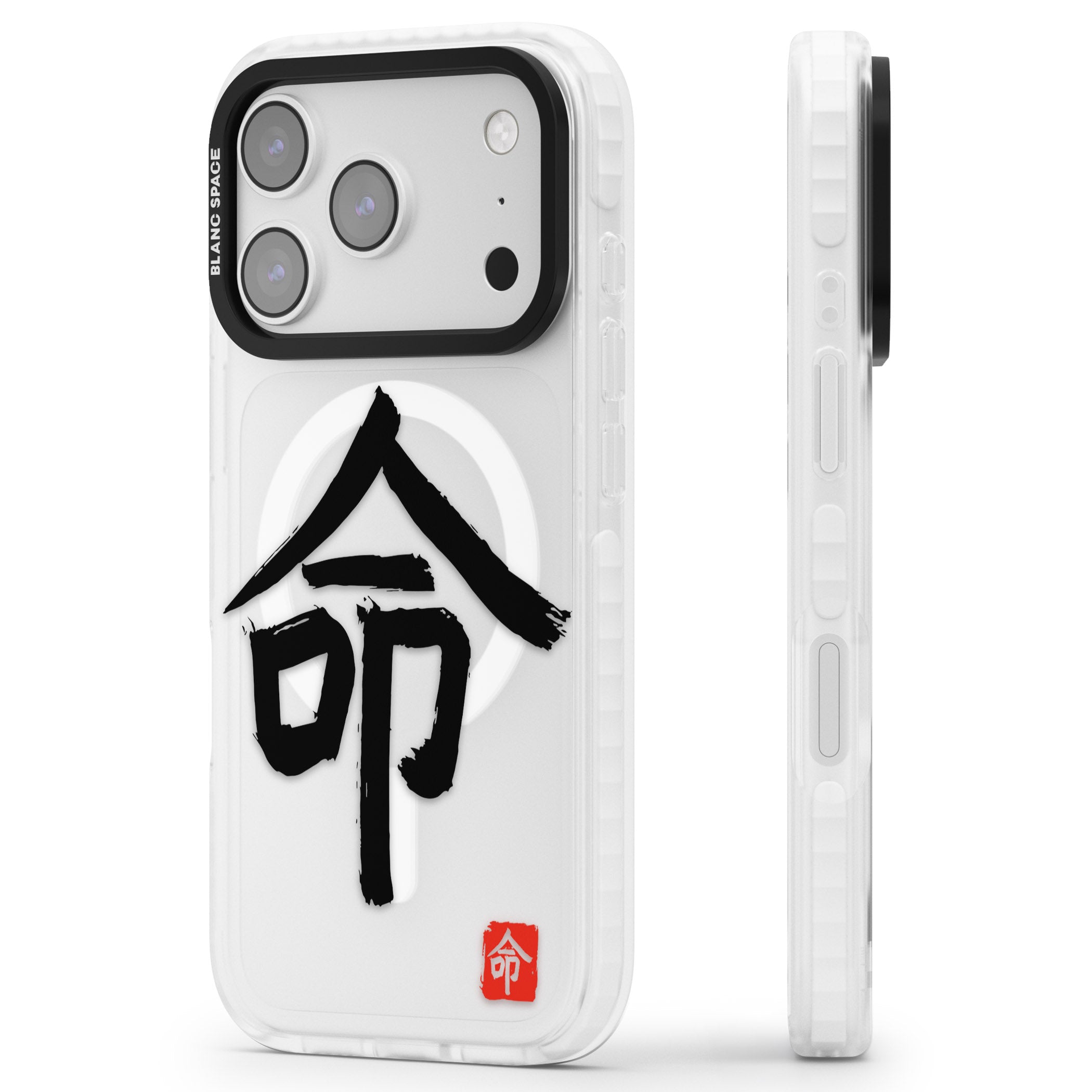 Japanese Kanji Life iPhone 17 Pro Impact Pro Clear Phone Case Side Profile