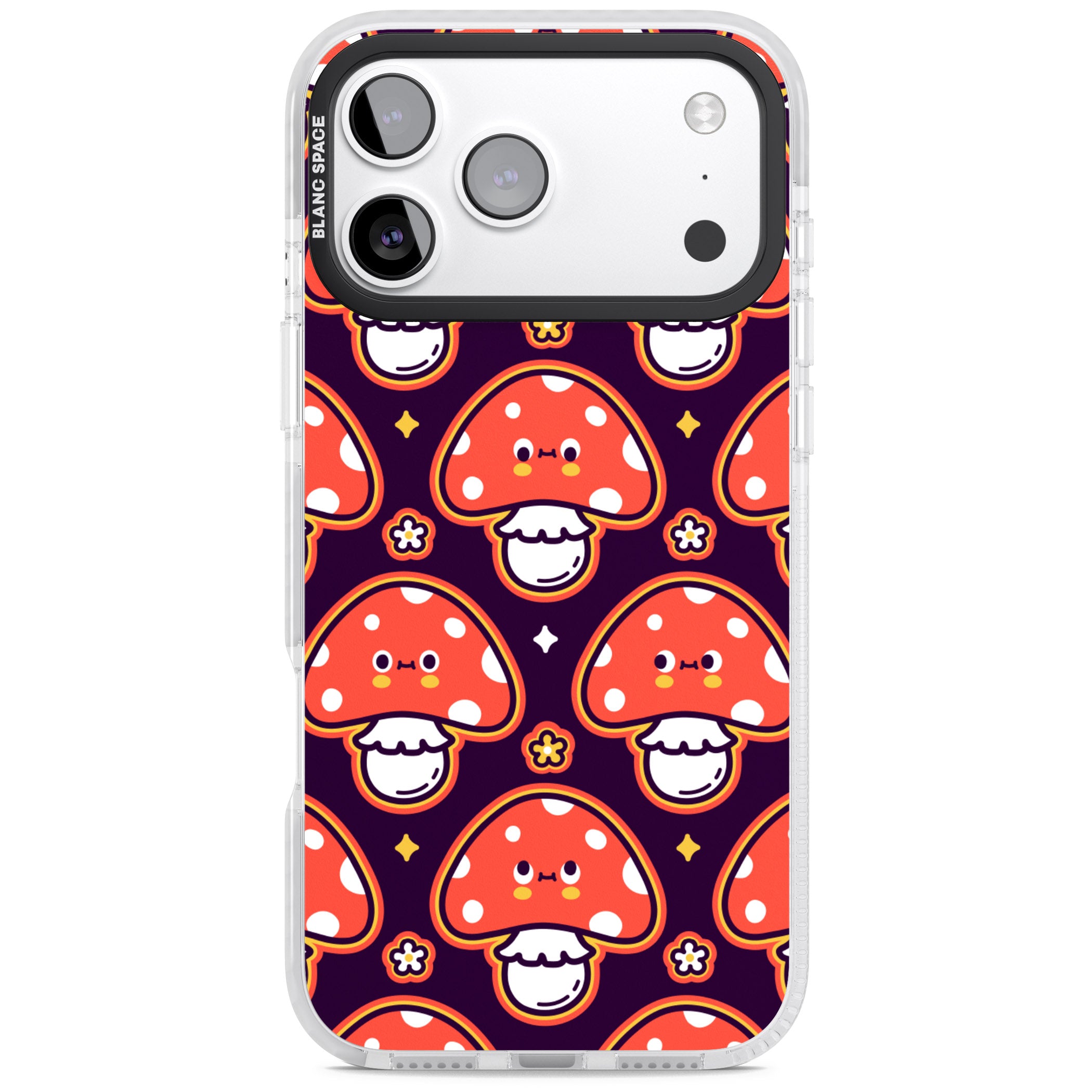 Mushroom Kawaii Pattern iPhone 17 Pro Impact Pro Clear Phone Case