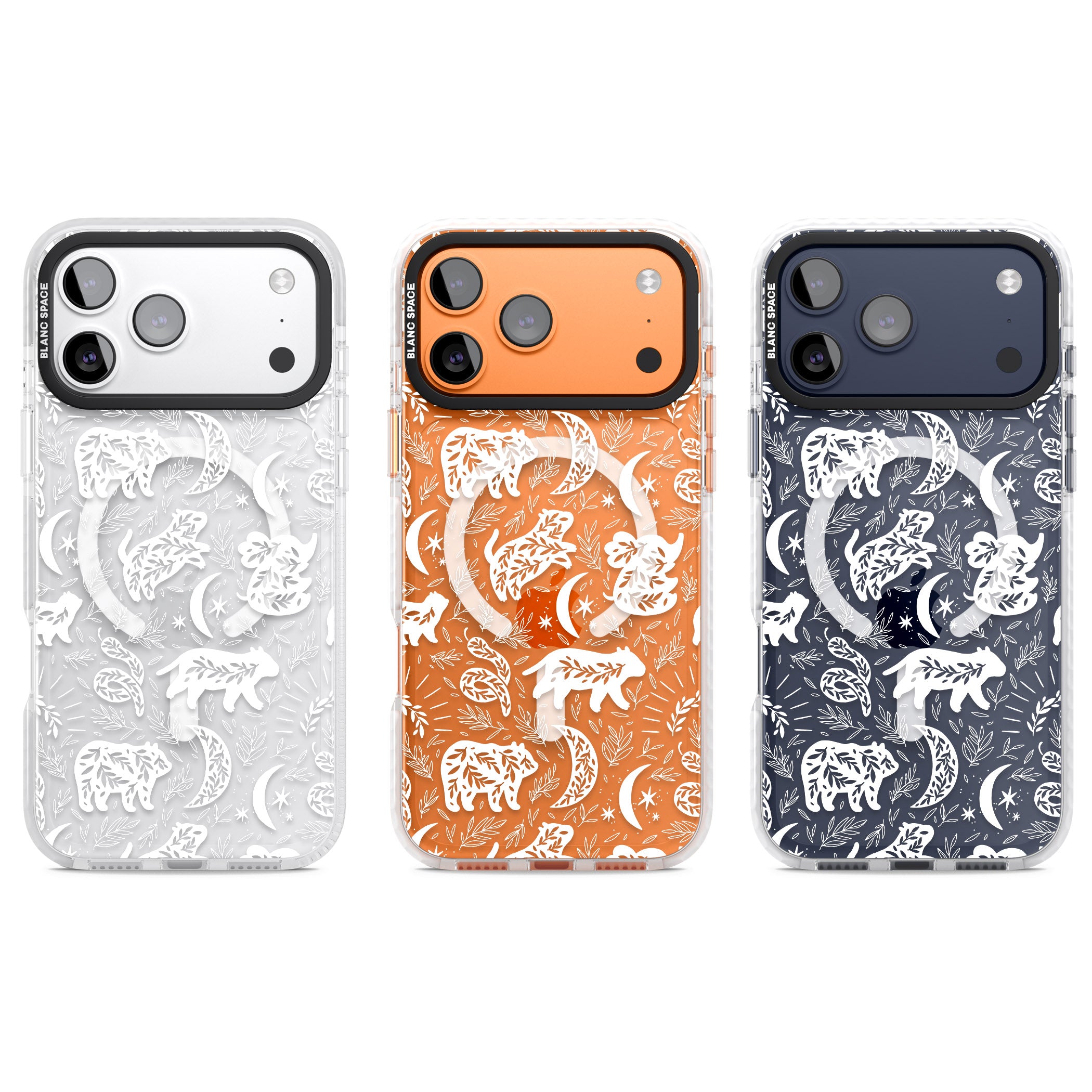 Forest Animal Silhouettes: White/Clear iPhone 17 Pro Impact Pro Clear Phone Case APT Impact Protection