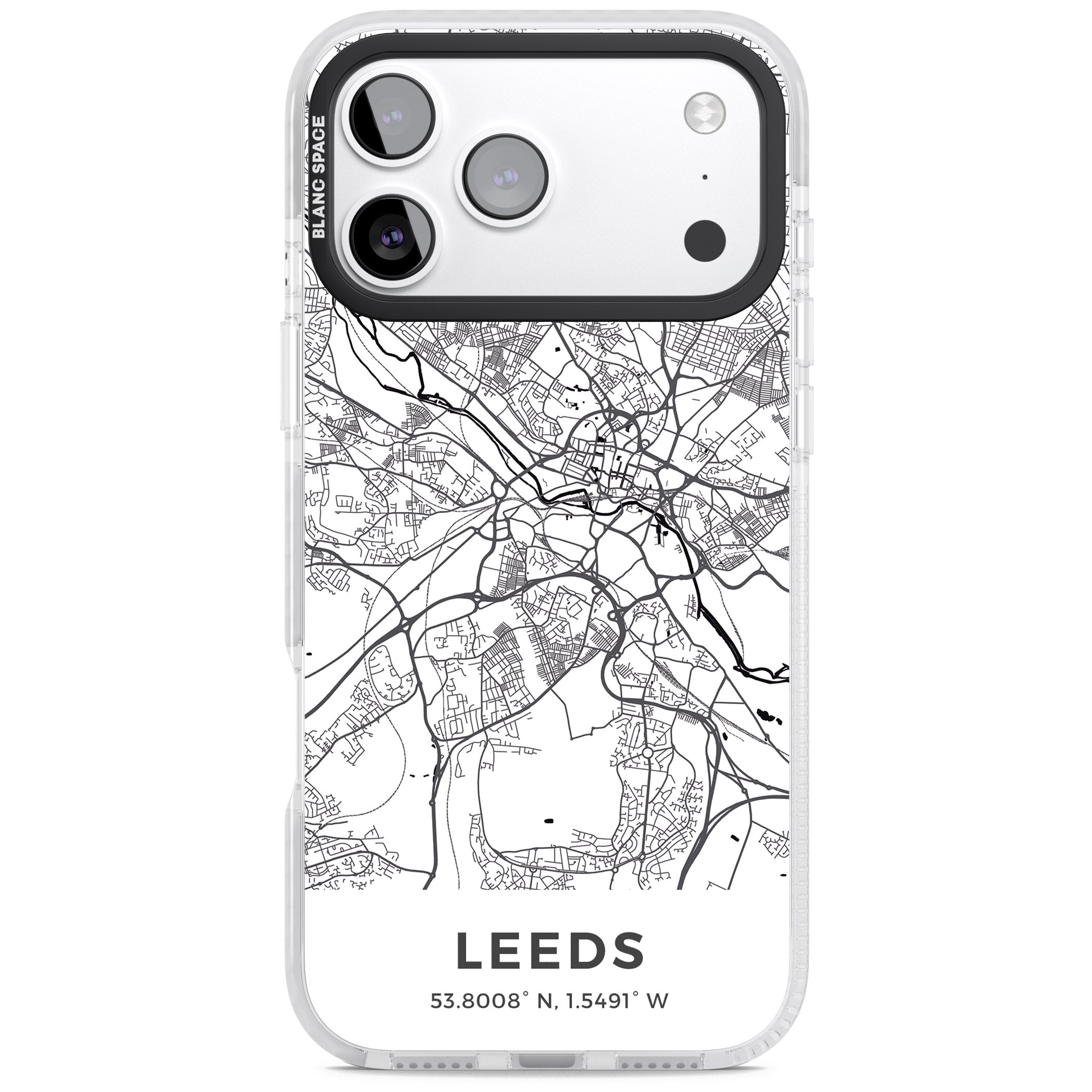 Leeds Map iPhone 17 Pro Impact Pro Clear Phone Case
