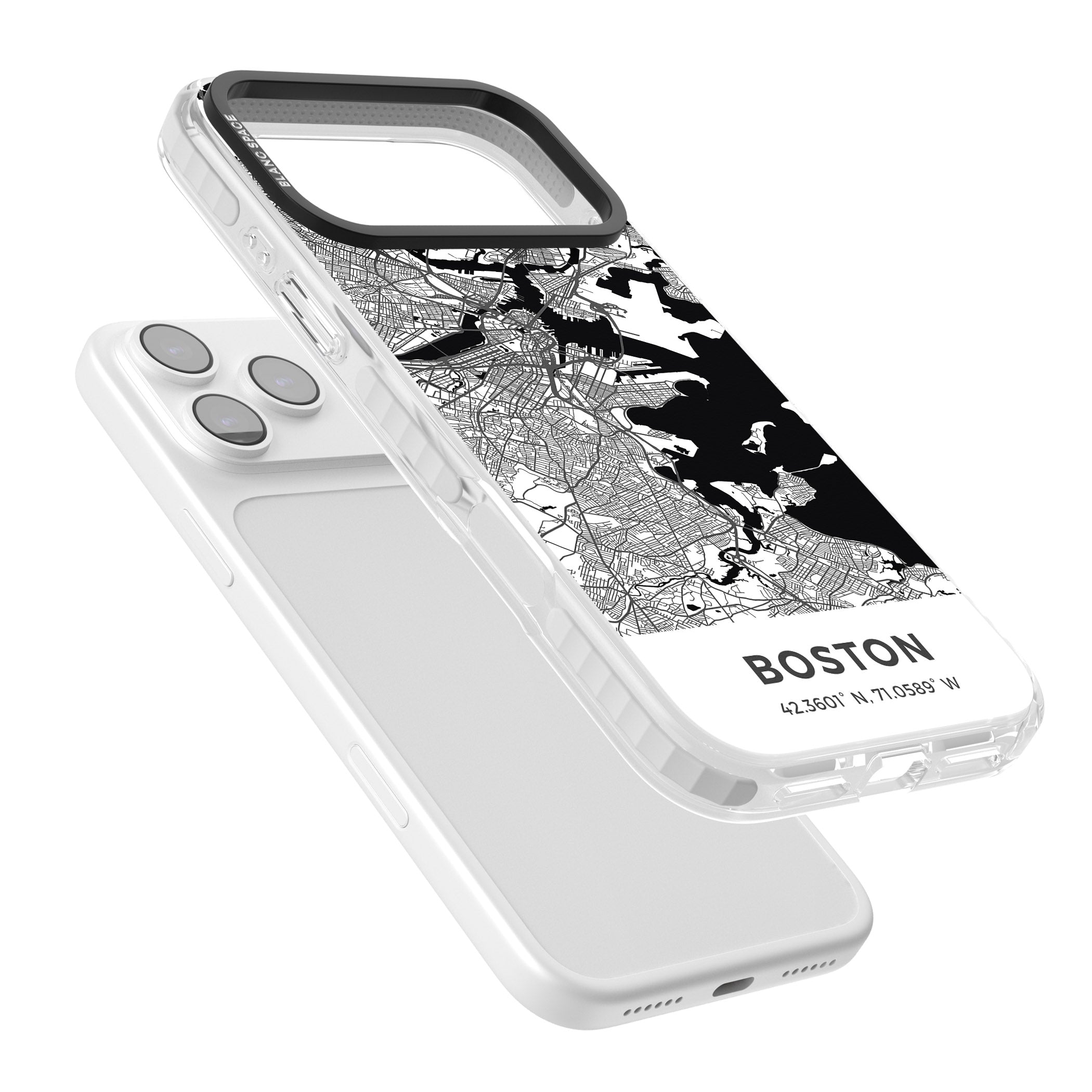 Boston Map iPhone 17 Pro Impact Pro Clear Phone Case Colours