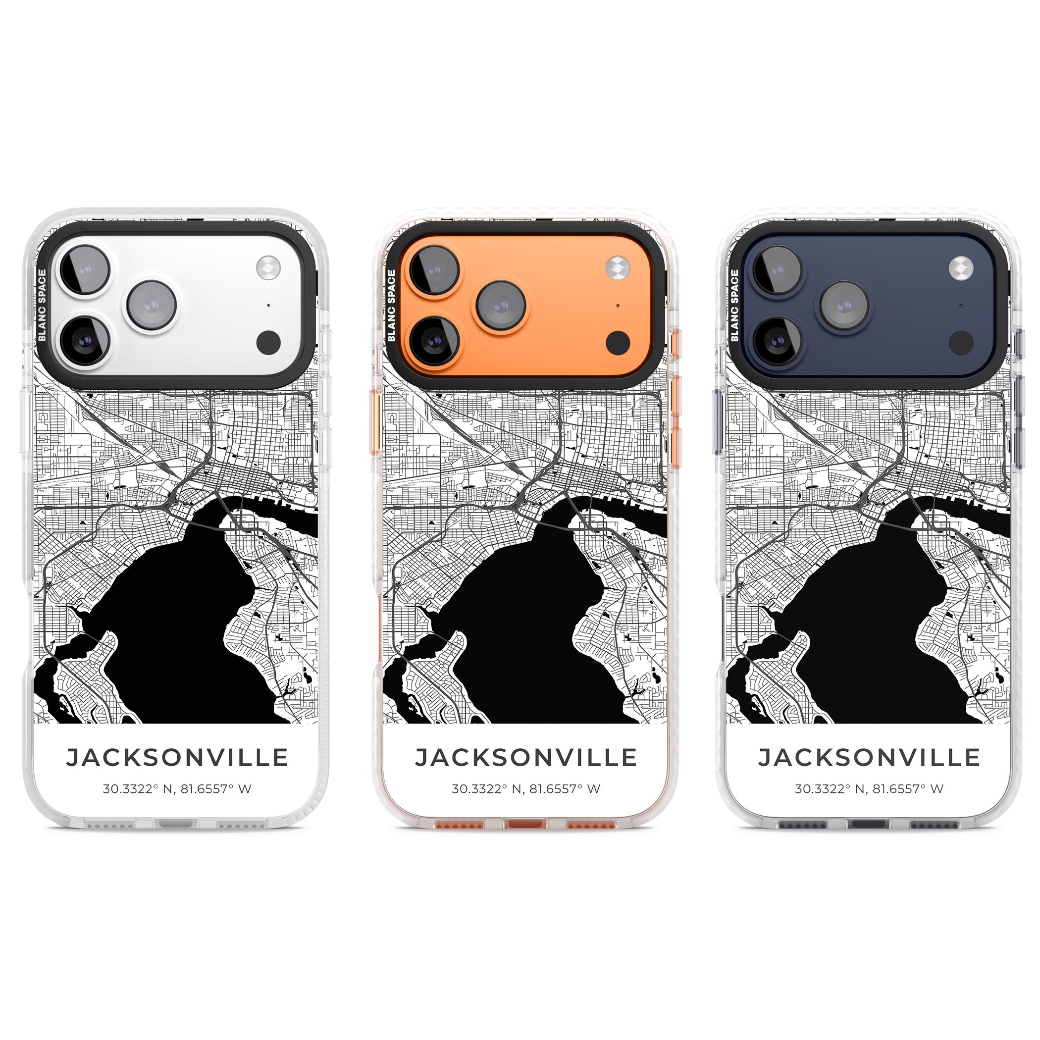 Jacksonville Map iPhone 17 Pro Impact Pro Clear Phone Case APT Impact Protection