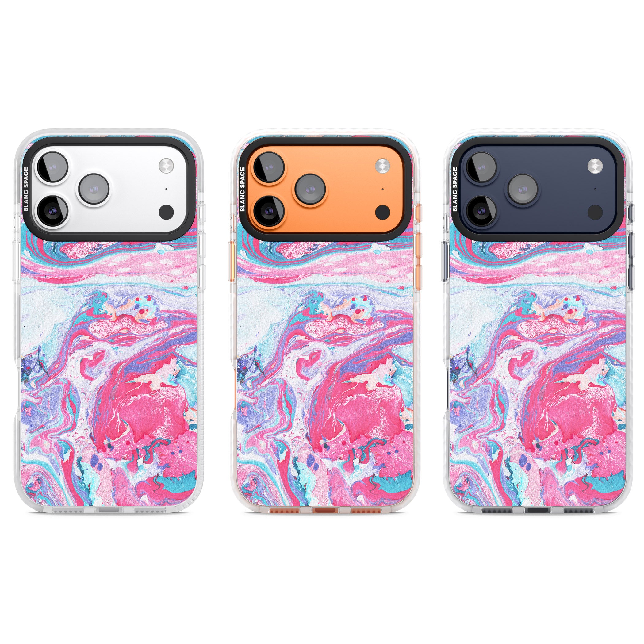 Pink, Blue & Purple Marbled Paper Pattern iPhone 17 Pro Impact Pro Clear Phone Case APT Impact Protection