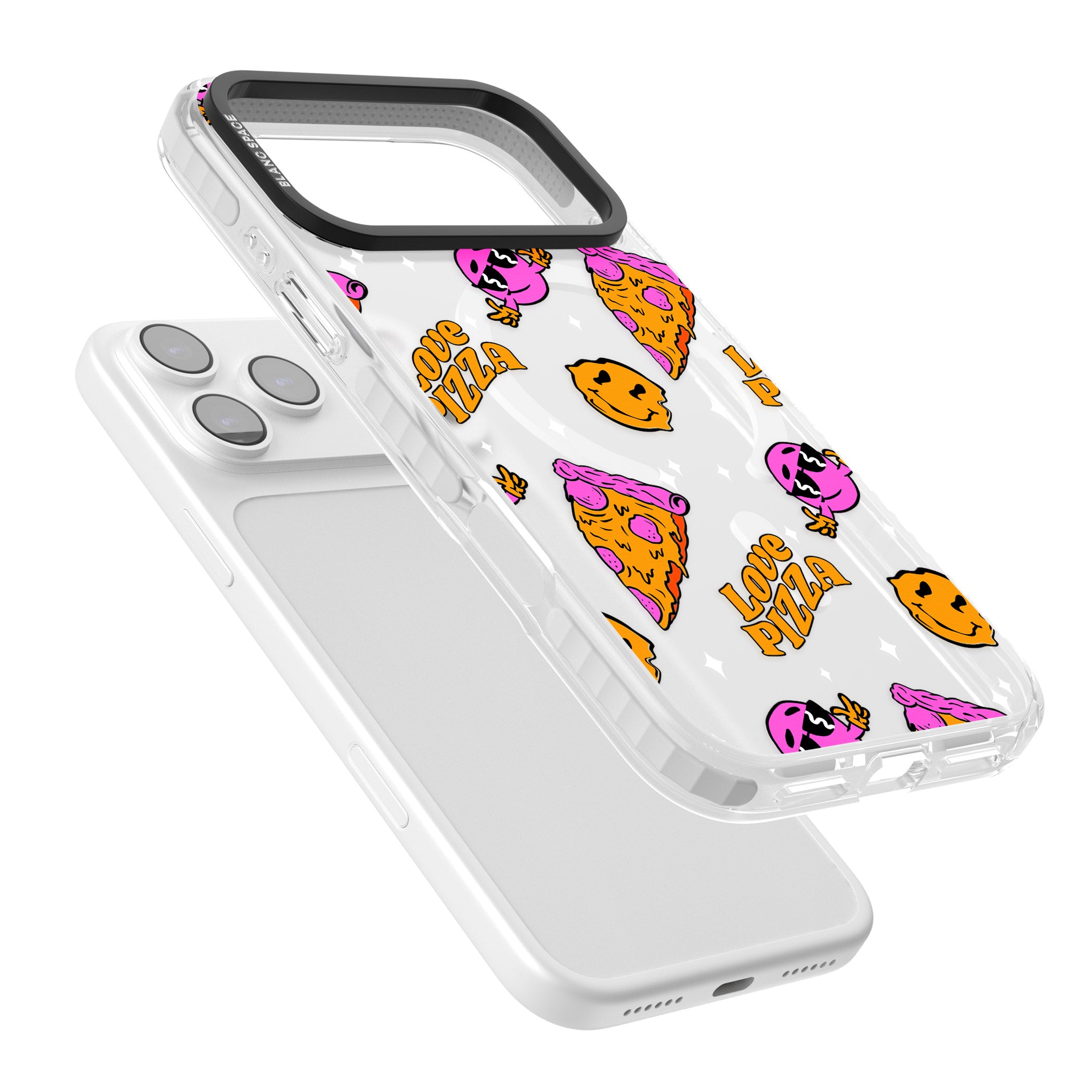 Psychedelic Love Pizza Pattern (Clear) iPhone 17 Pro Impact Pro Clear Phone Case Colours