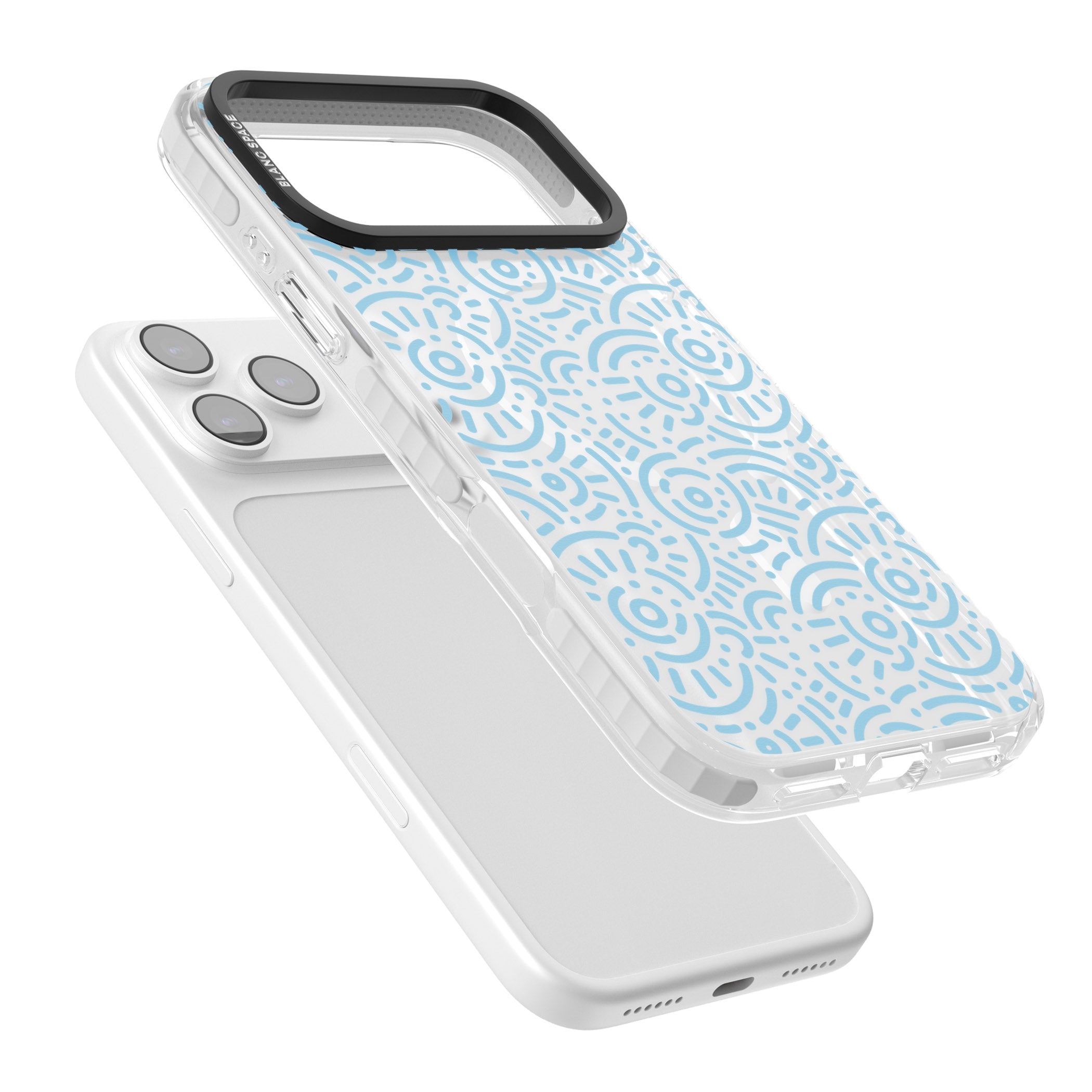 Light Blue Retro Pattern iPhone 17 Pro Impact Pro Clear Phone Case Colours
