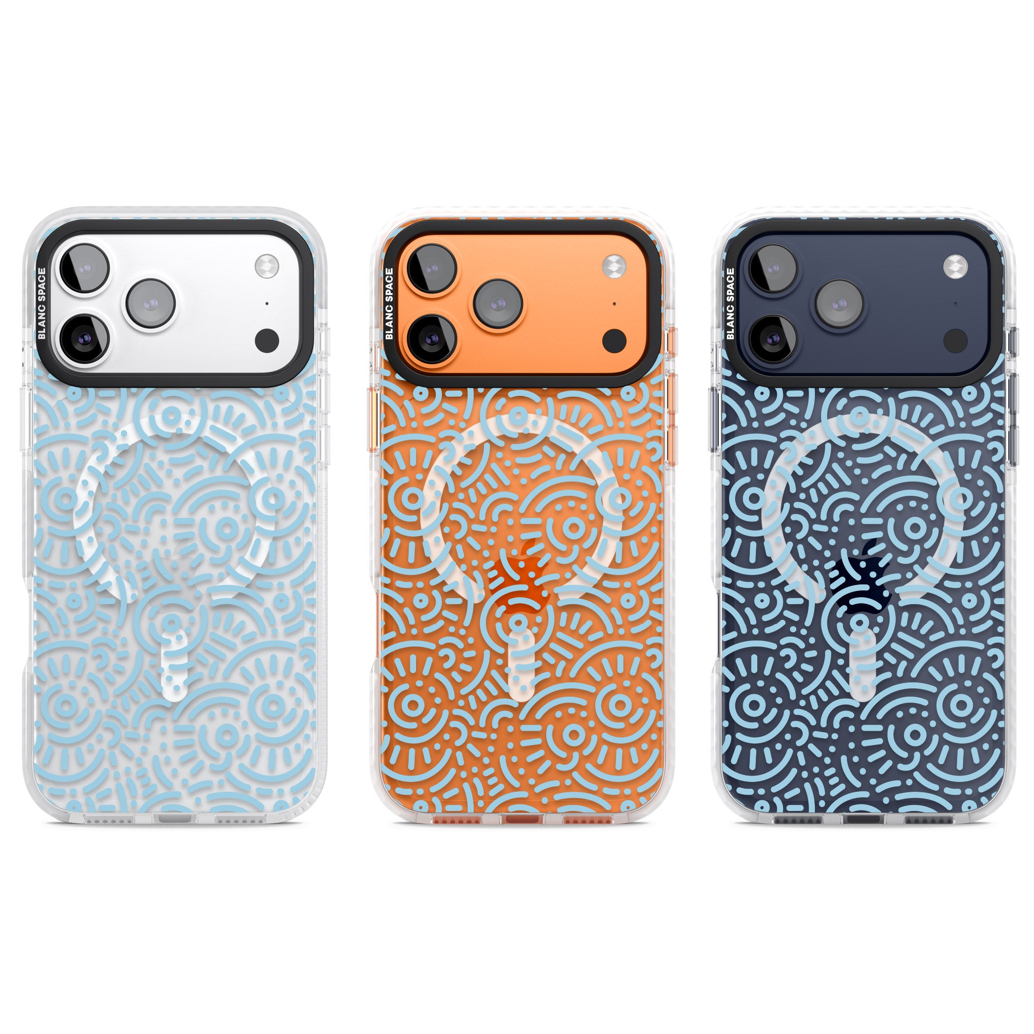 Light Blue Retro Pattern iPhone 17 Pro Impact Pro Clear Phone Case APT Impact Protection