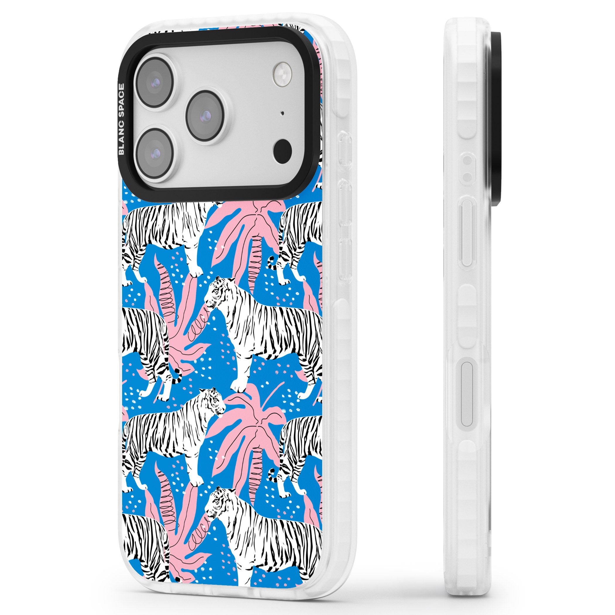 Bengal Blues iPhone 17 Pro Impact Pro Clear Phone Case Side Profile