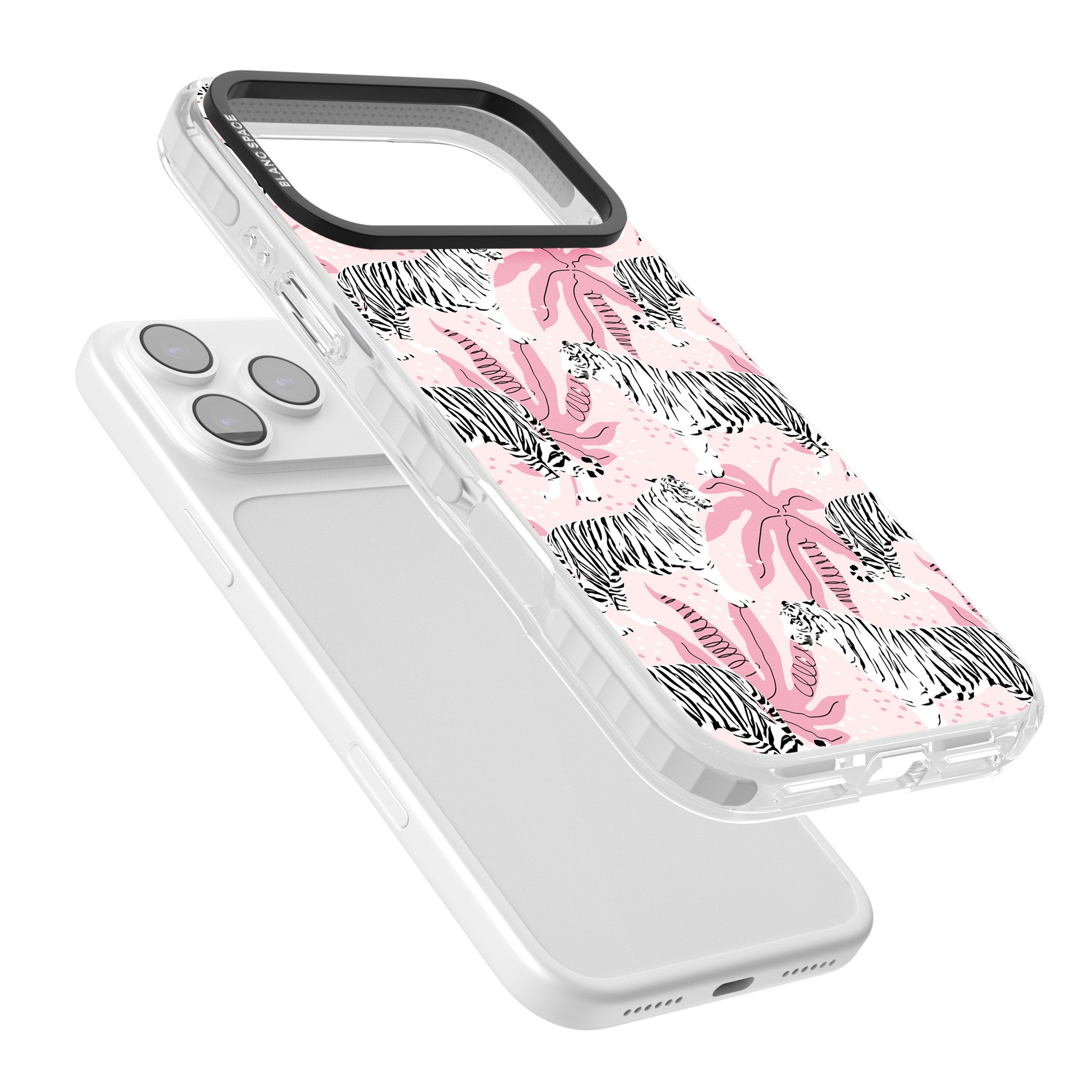 Pink Tiger Palm iPhone 17 Pro Impact Pro Clear Phone Case Colours