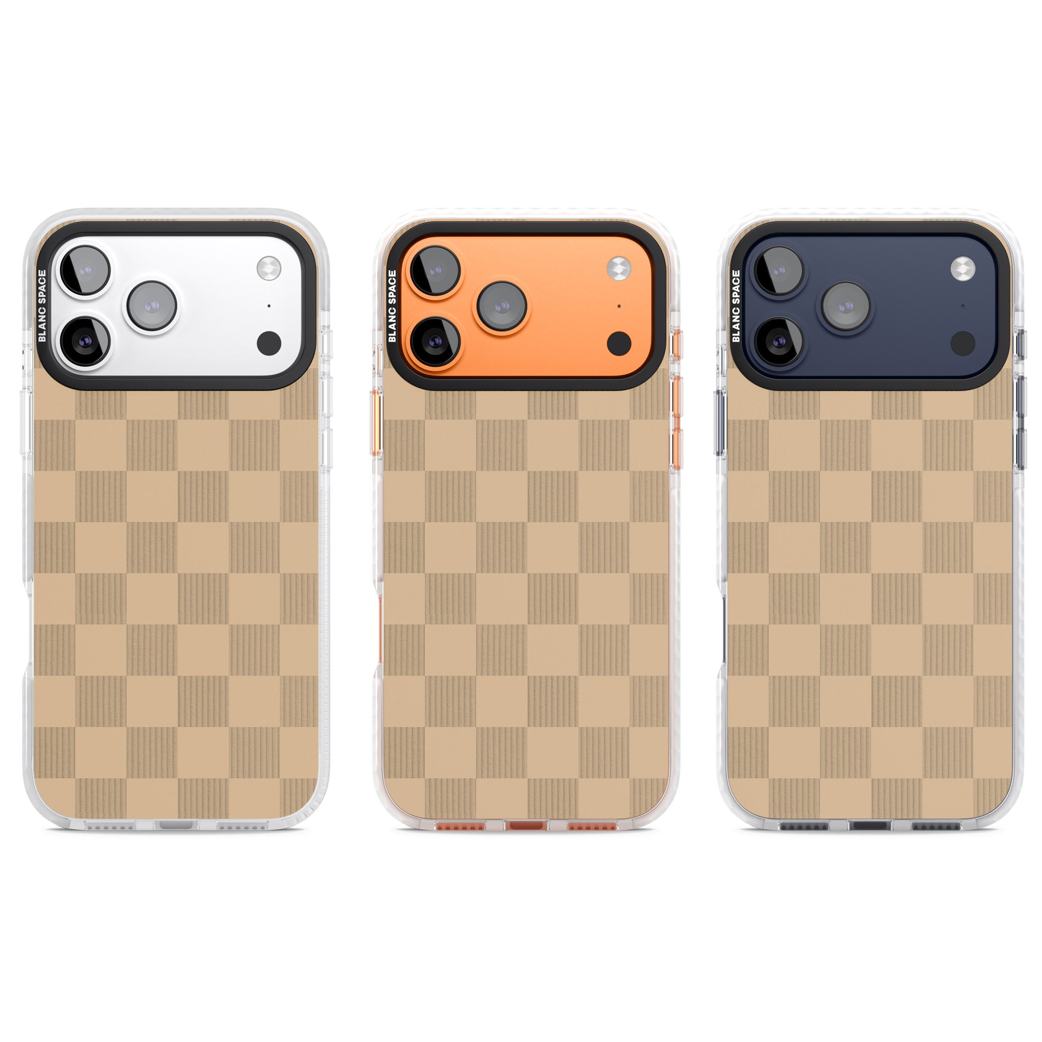 Beige Checkered iPhone 17 Pro Impact Pro Clear Phone Case APT Impact Protection