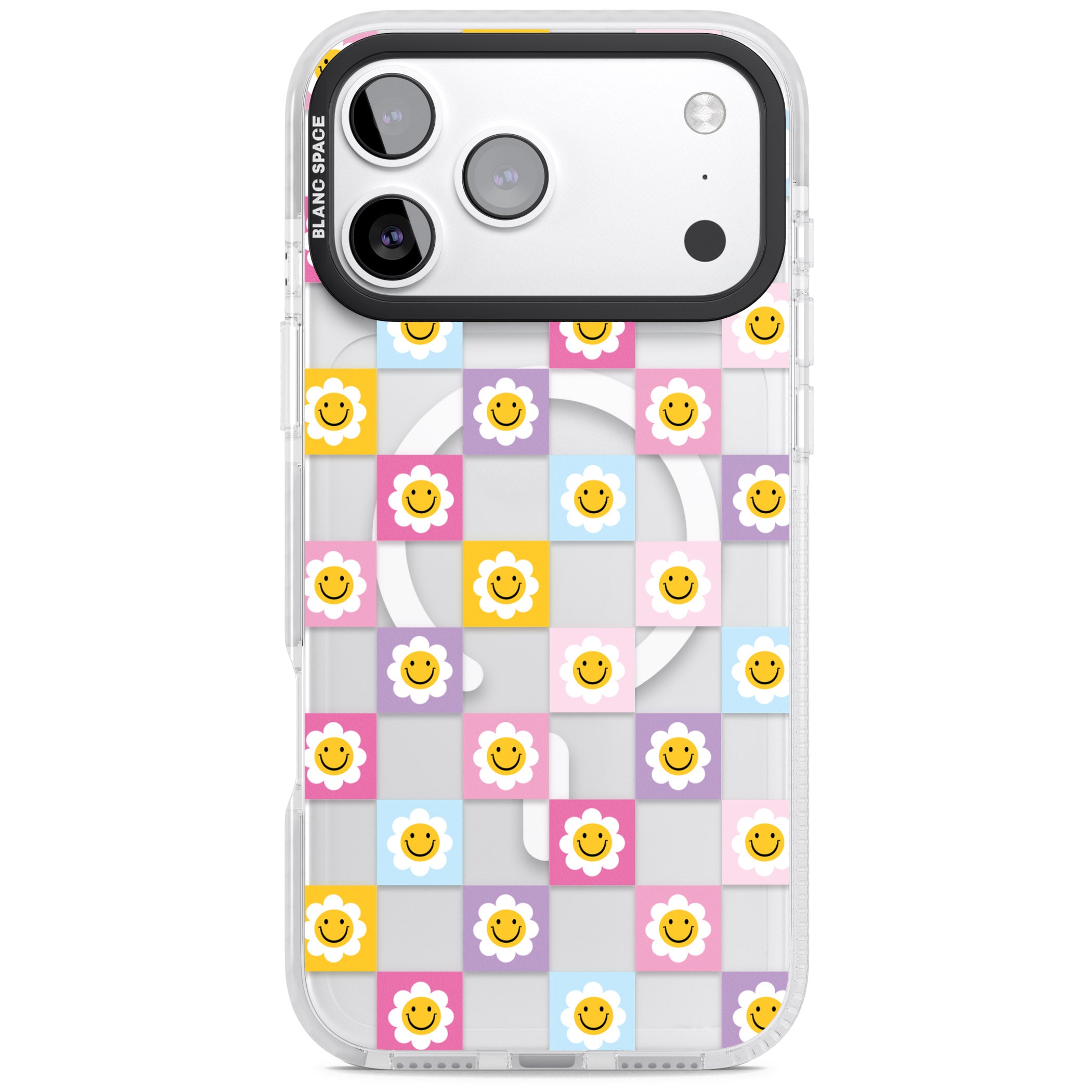 Daisy Squares Pattern iPhone 17 Pro Impact Pro Clear Phone Case
