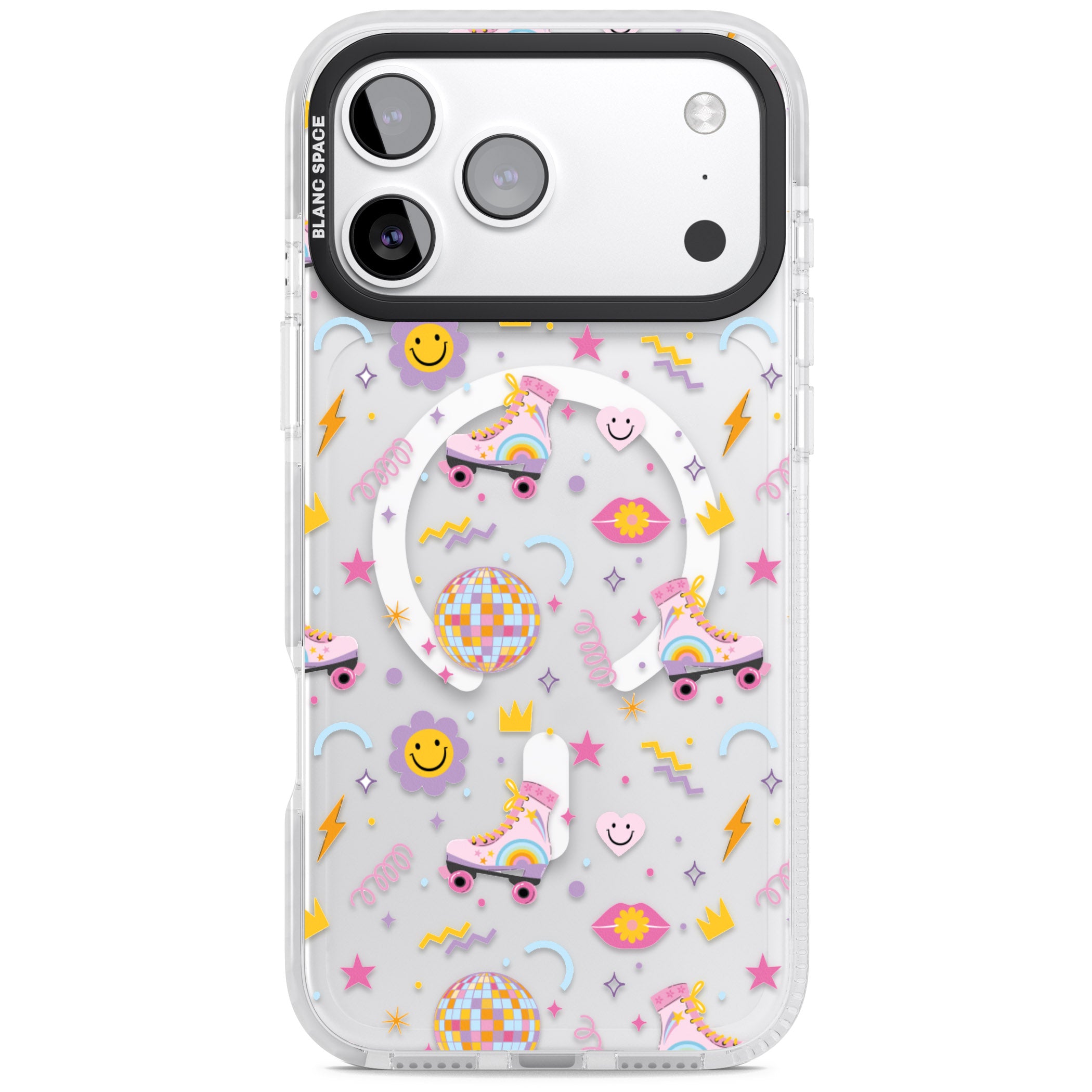 Roller Disco Pattern iPhone 17 Pro Impact Pro Clear Phone Case