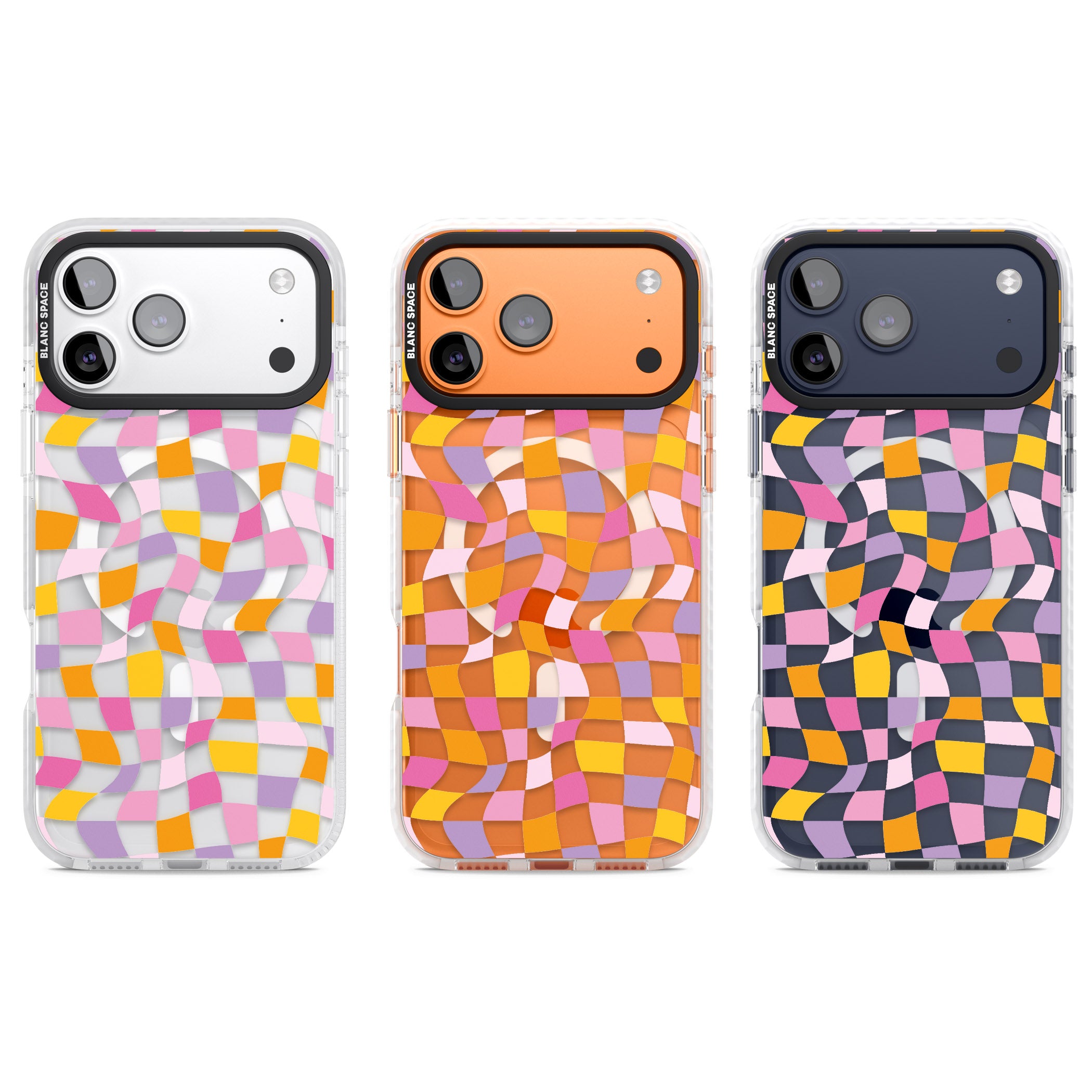 Wonky Squares Pattern iPhone 17 Pro Impact Pro Clear Phone Case APT Impact Protection