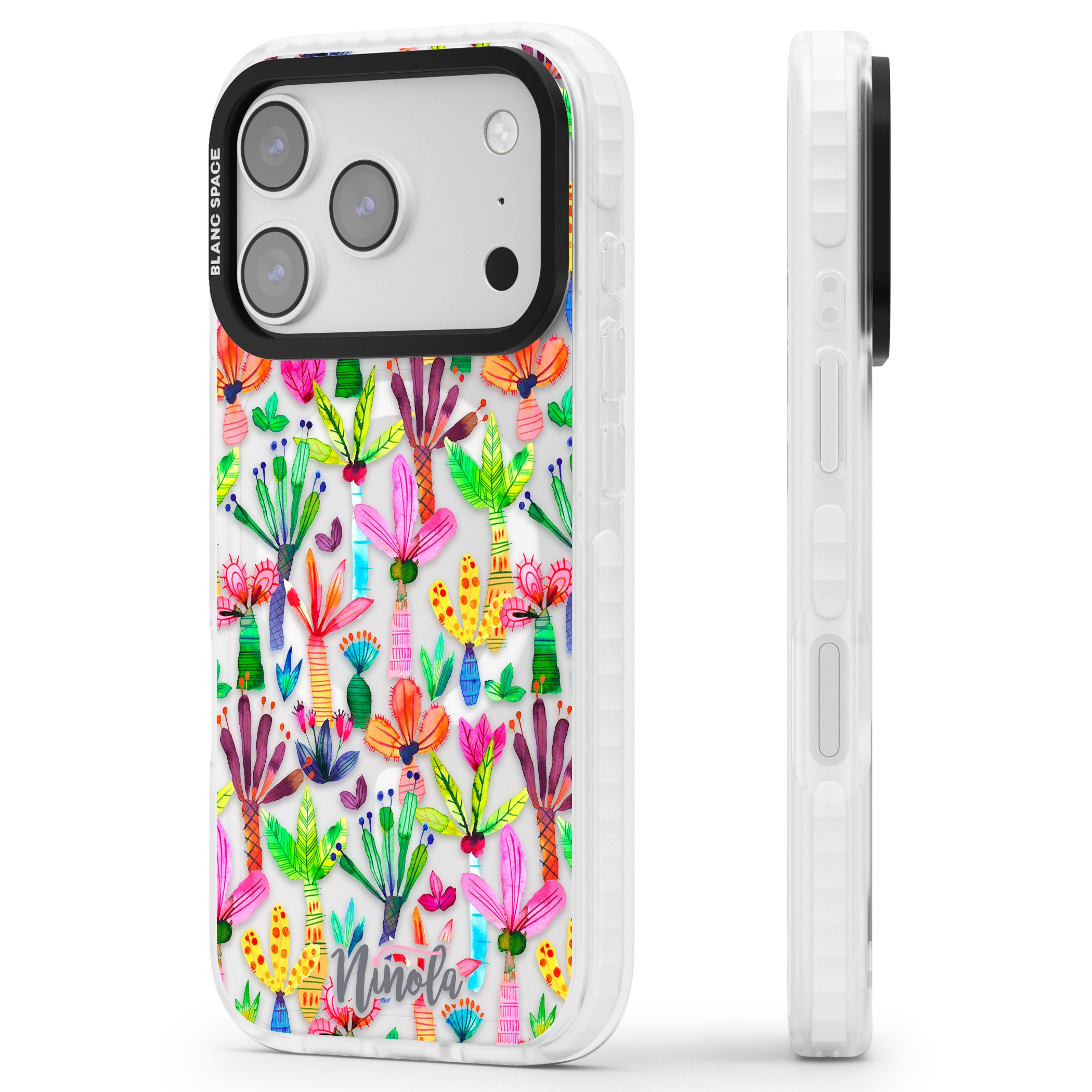 Tropical Botanical iPhone 17 Pro Max Impact Pro Clear Phone Case Side Profile