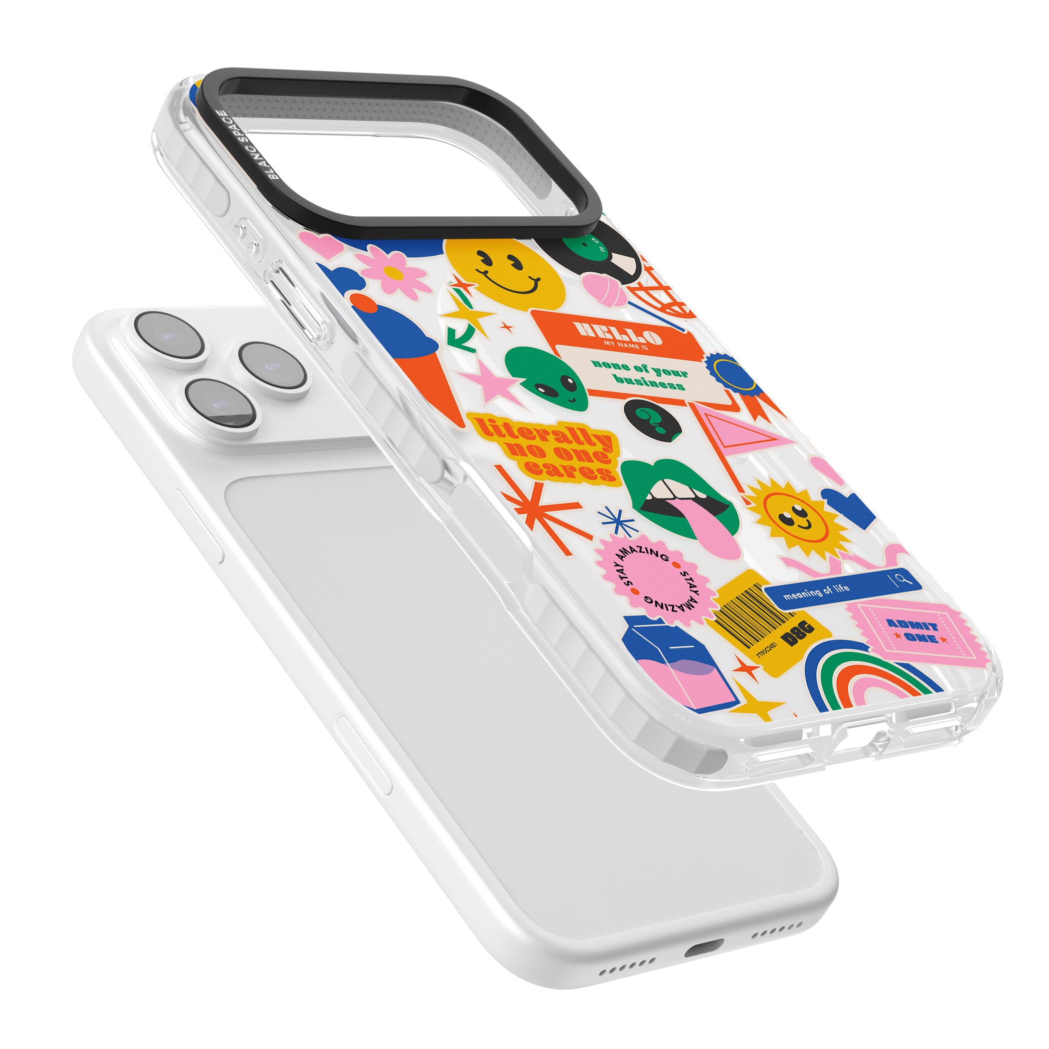 Nostalgic Sticker Vibes iPhone 17 Pro Impact Pro Clear Phone Case Colours