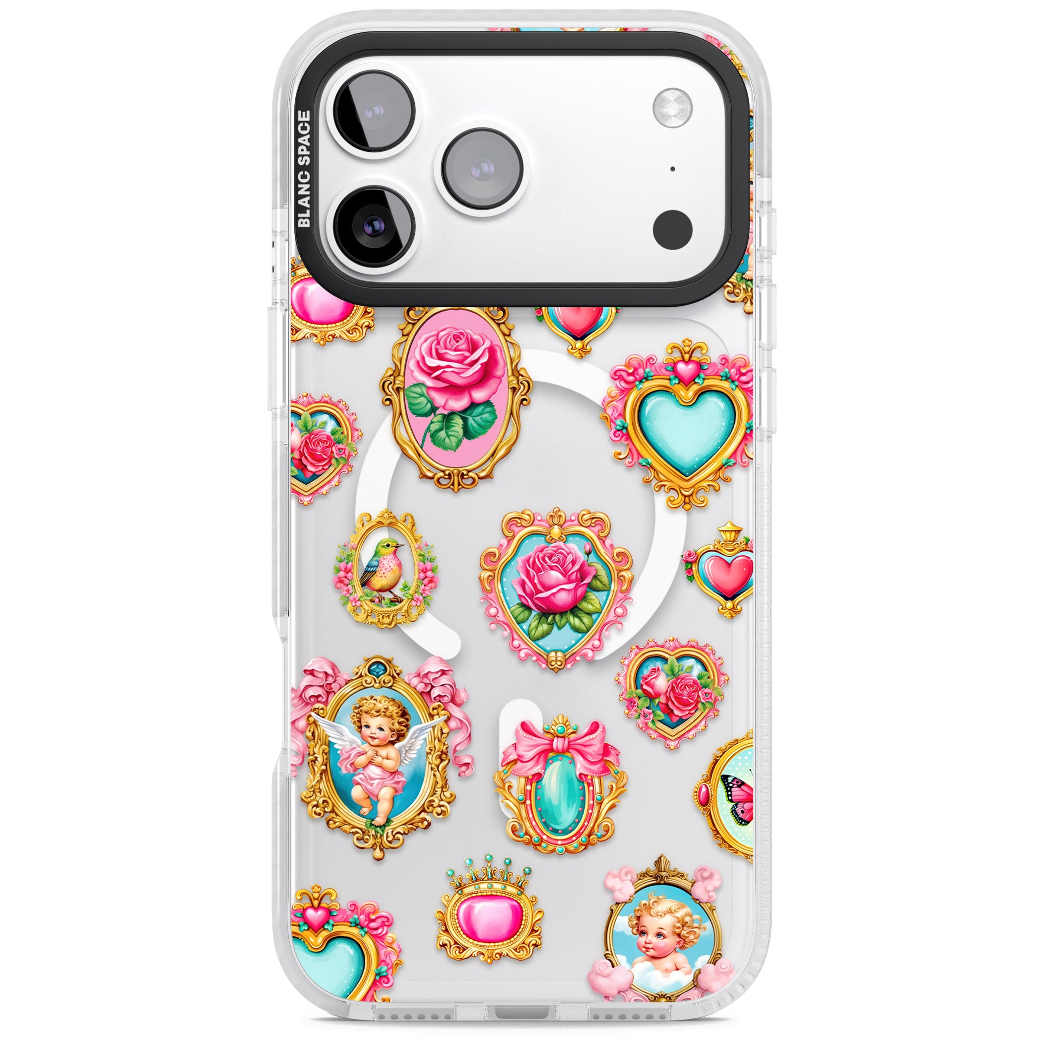 Angelcore Hearts Frames iPhone 17 Pro Impact Pro Clear Phone Case
