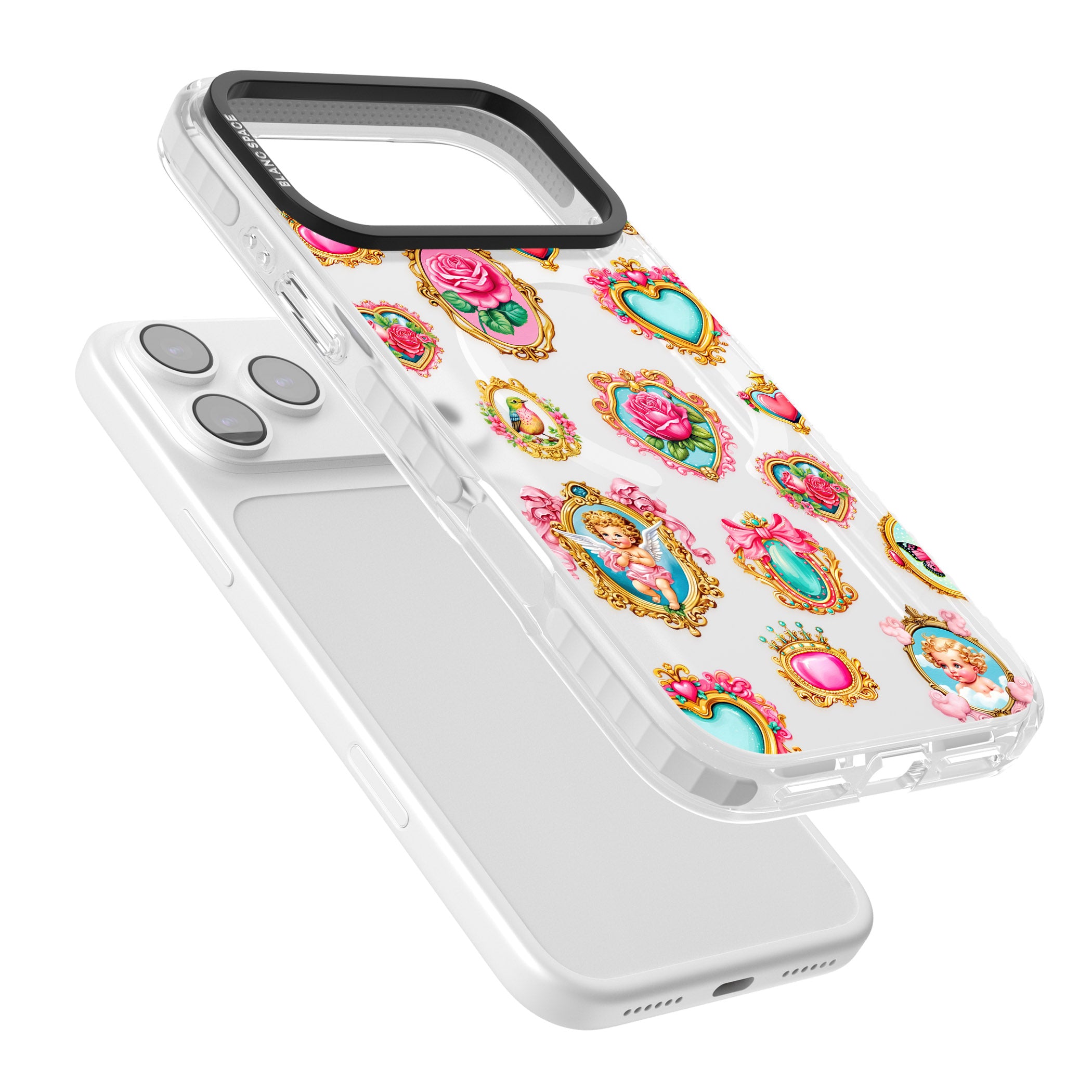 Angelcore Hearts Frames iPhone 17 Pro Impact Pro Clear Phone Case Colours