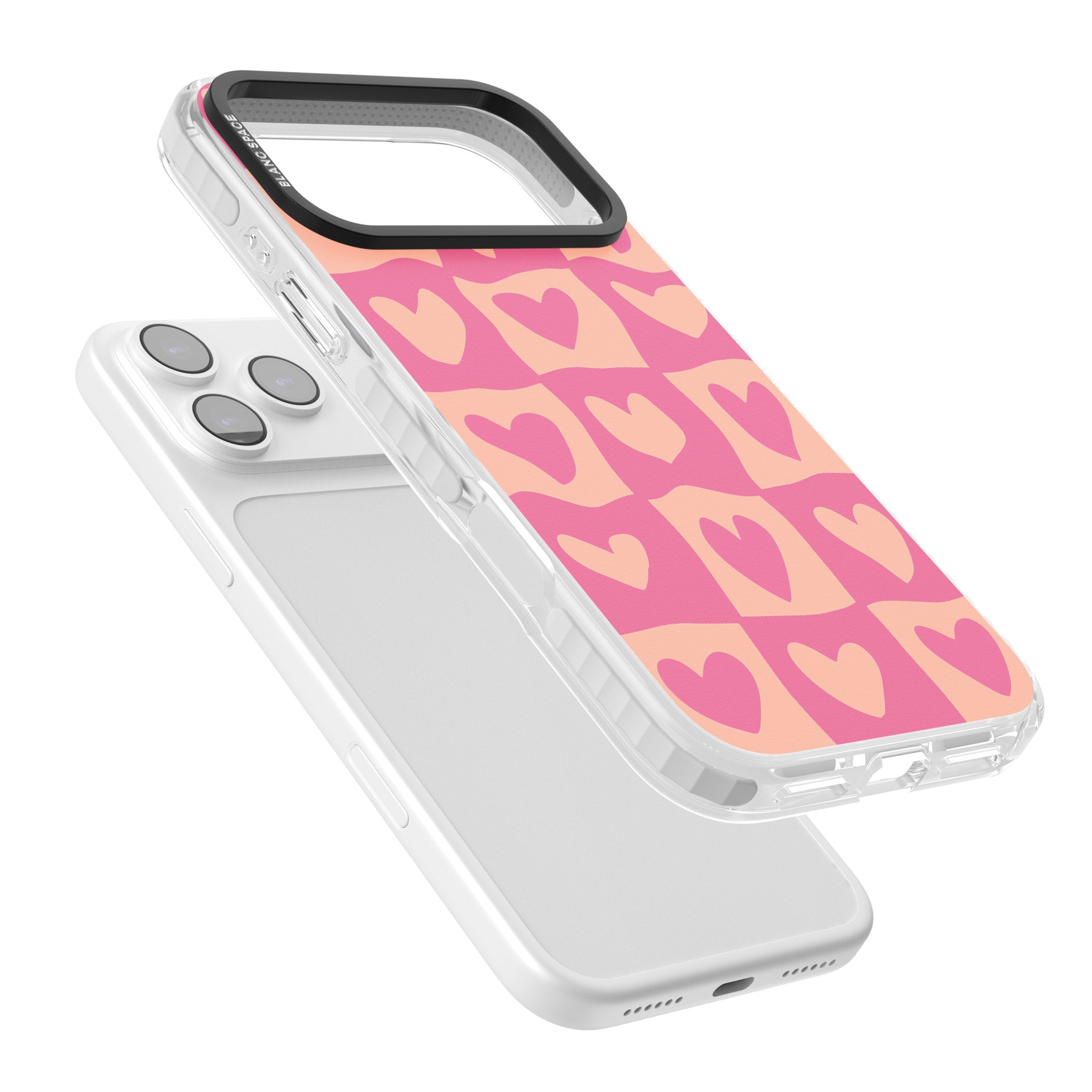 Pink Wavy Checked Hearts iPhone 17 Pro Impact Pro Clear Phone Case Colours