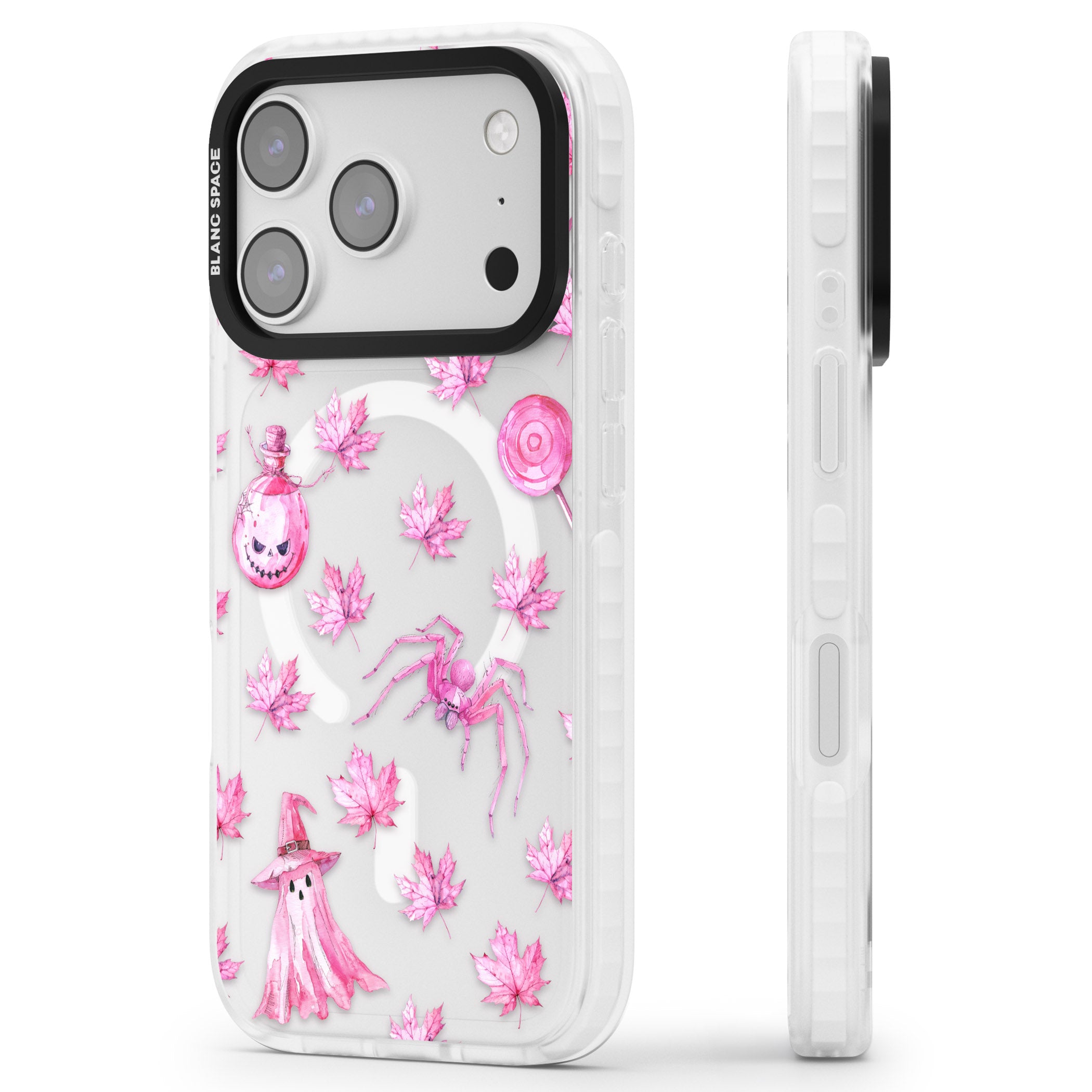 Pink Moon Maple iPhone 17 Pro Max Impact Pro Clear Phone Case Side Profile