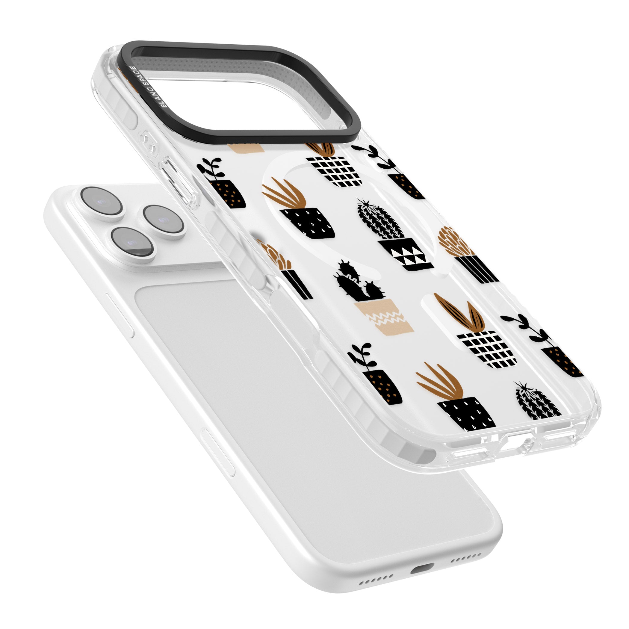 Large Mixed Plants Pattern Clear iPhone 17 Pro Impact Pro Clear Phone Case Colours