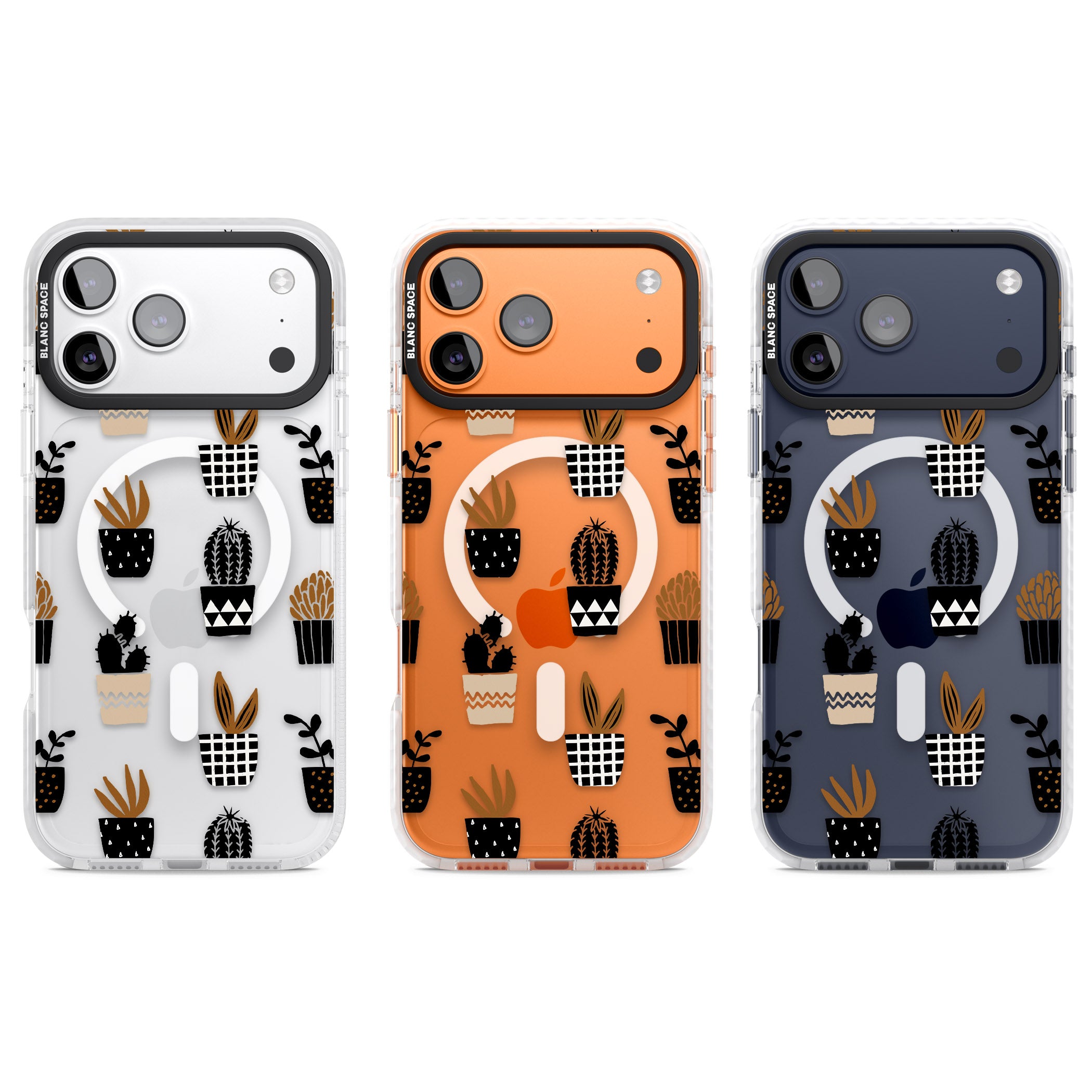 Large Mixed Plants Pattern Clear iPhone 17 Pro Impact Pro Clear Phone Case APT Impact Protection