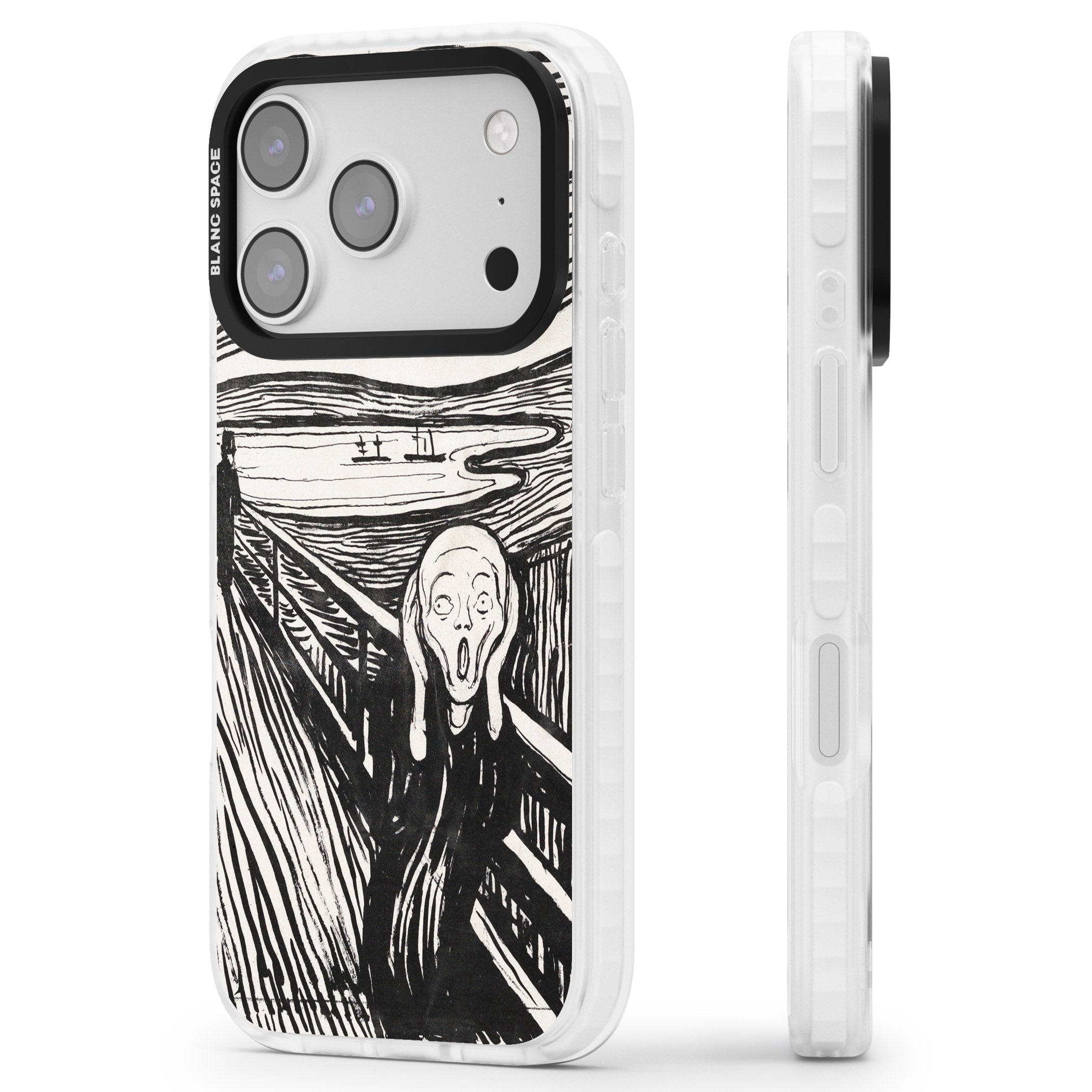 The Scream iPhone 17 Pro Impact Pro Clear Phone Case Side Profile