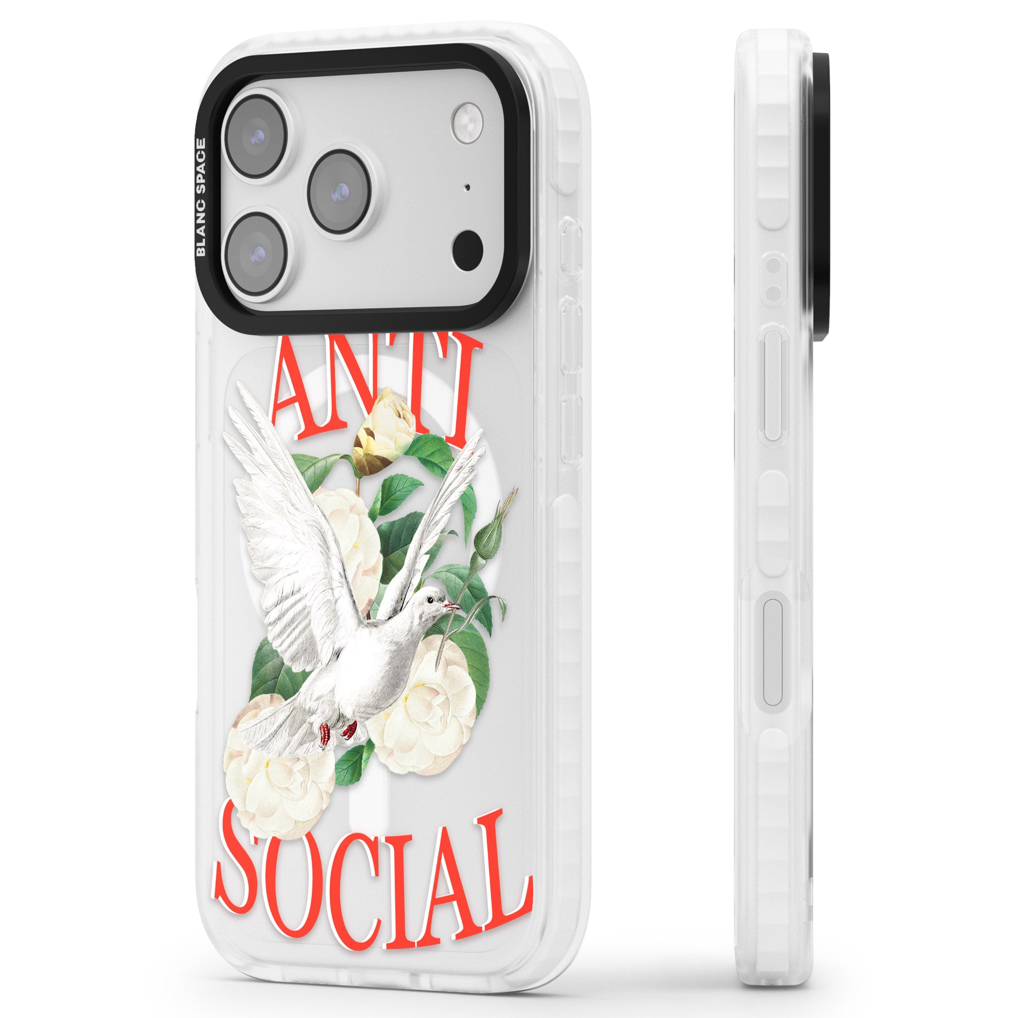Anti Social iPhone 17 Pro Impact Pro Clear Phone Case Side Profile